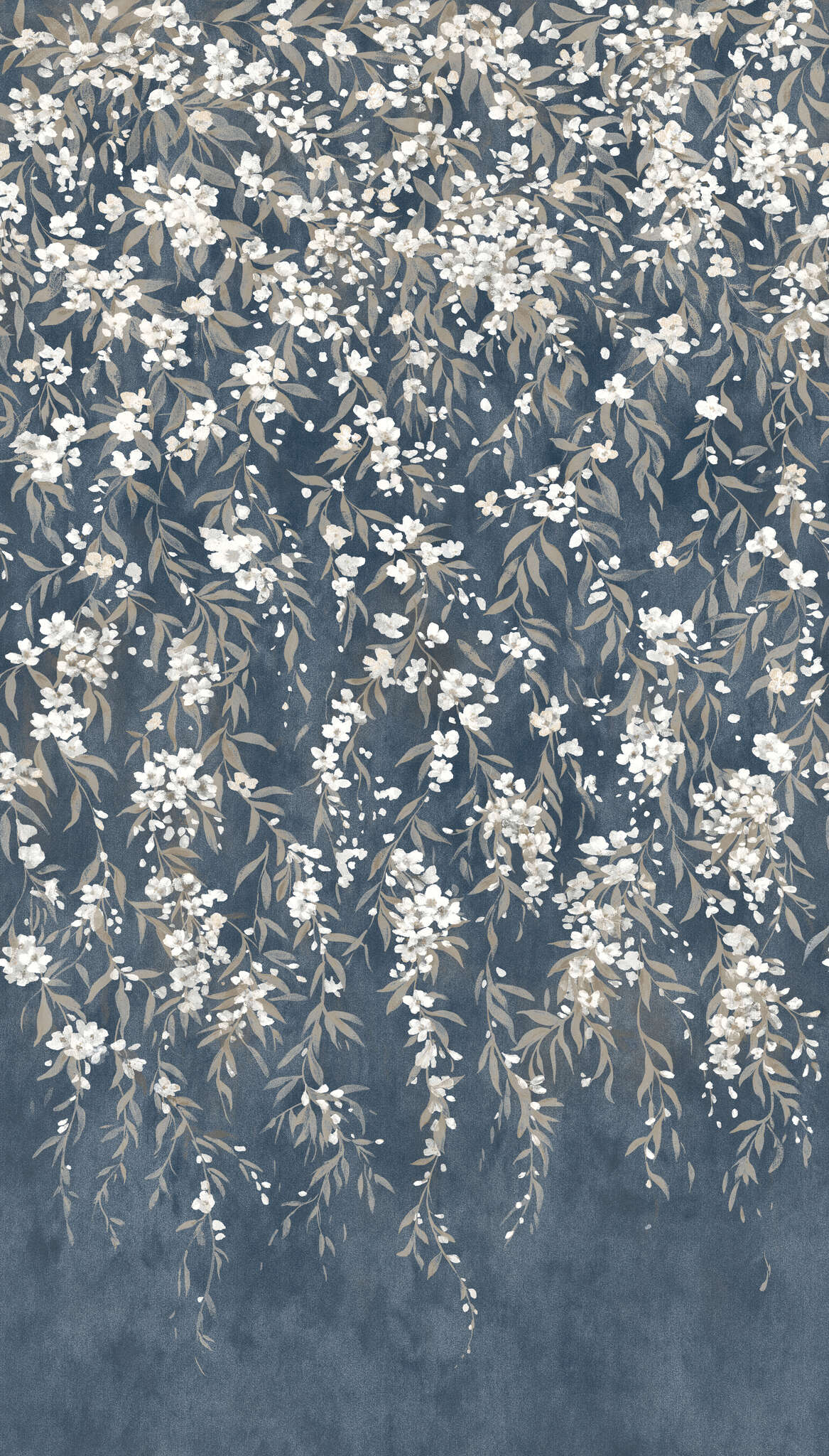 10-368062 Artikelscan 1 Fototapete Blumenranken in Blau - Whispering Blossoms Noble Zen 368062