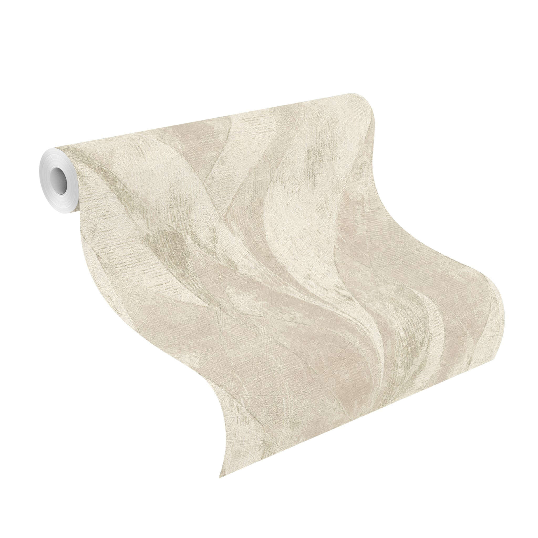 10-520033 Rolle abgerollt 1 Unrolled wallpaper roll with Graphic wallpaper with abstract leaves