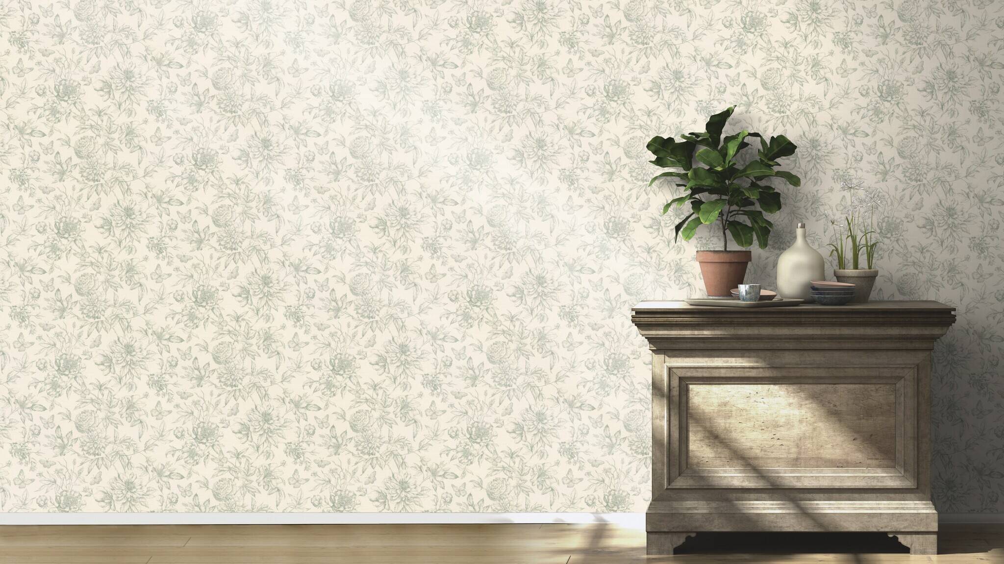 10-793925 Raumsituationen 5 Non-woven wallpaper in green Selection vinyl/non-woven 793925