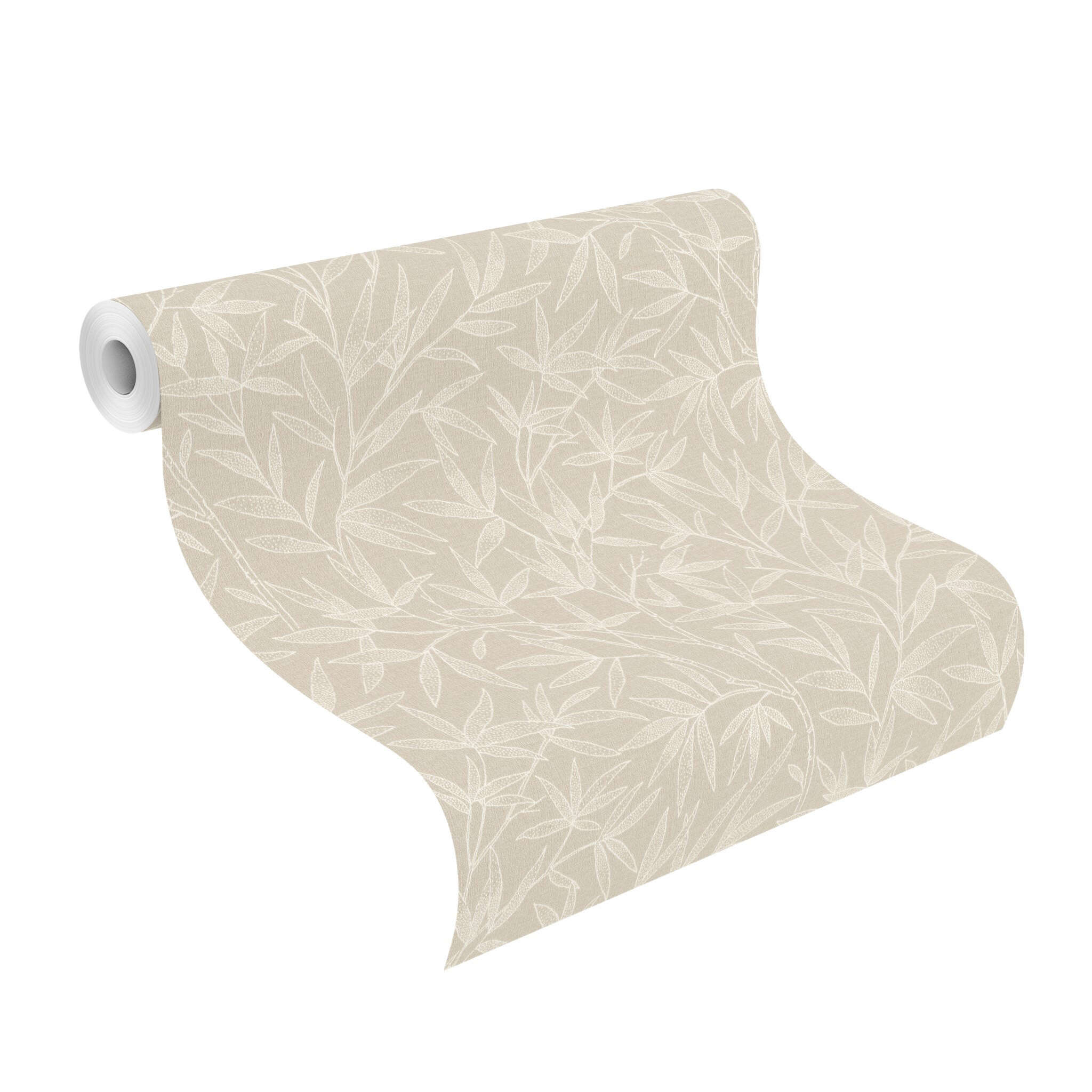 10-554847 Rolle abgerollt 1 Non-woven wallpaper in beige-greige Liverna 554847