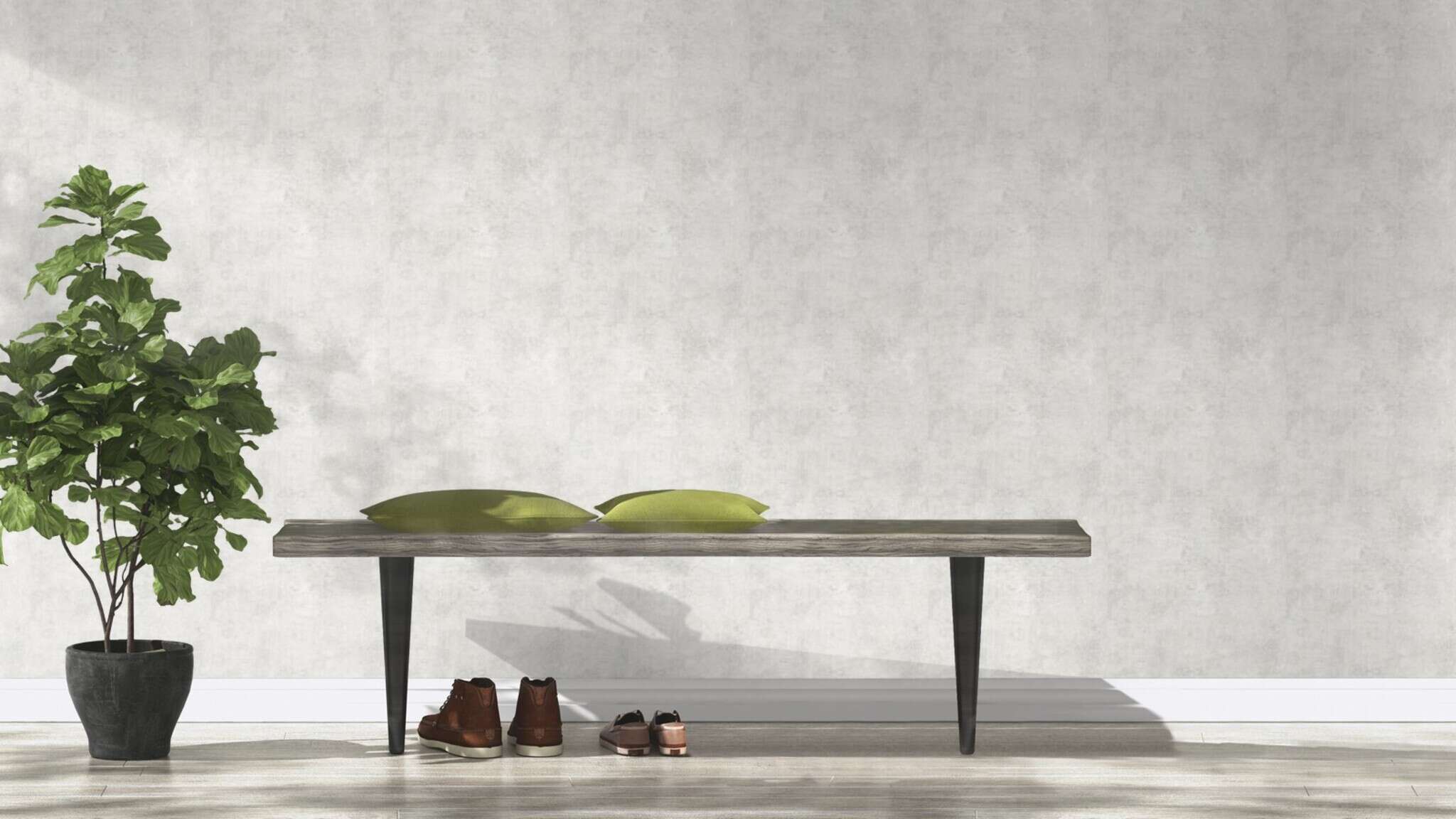 10-282405 Raumsituationen 1 Room with Simple wallpaper with a fine, slightly cloudy texture in a light grey concrete look