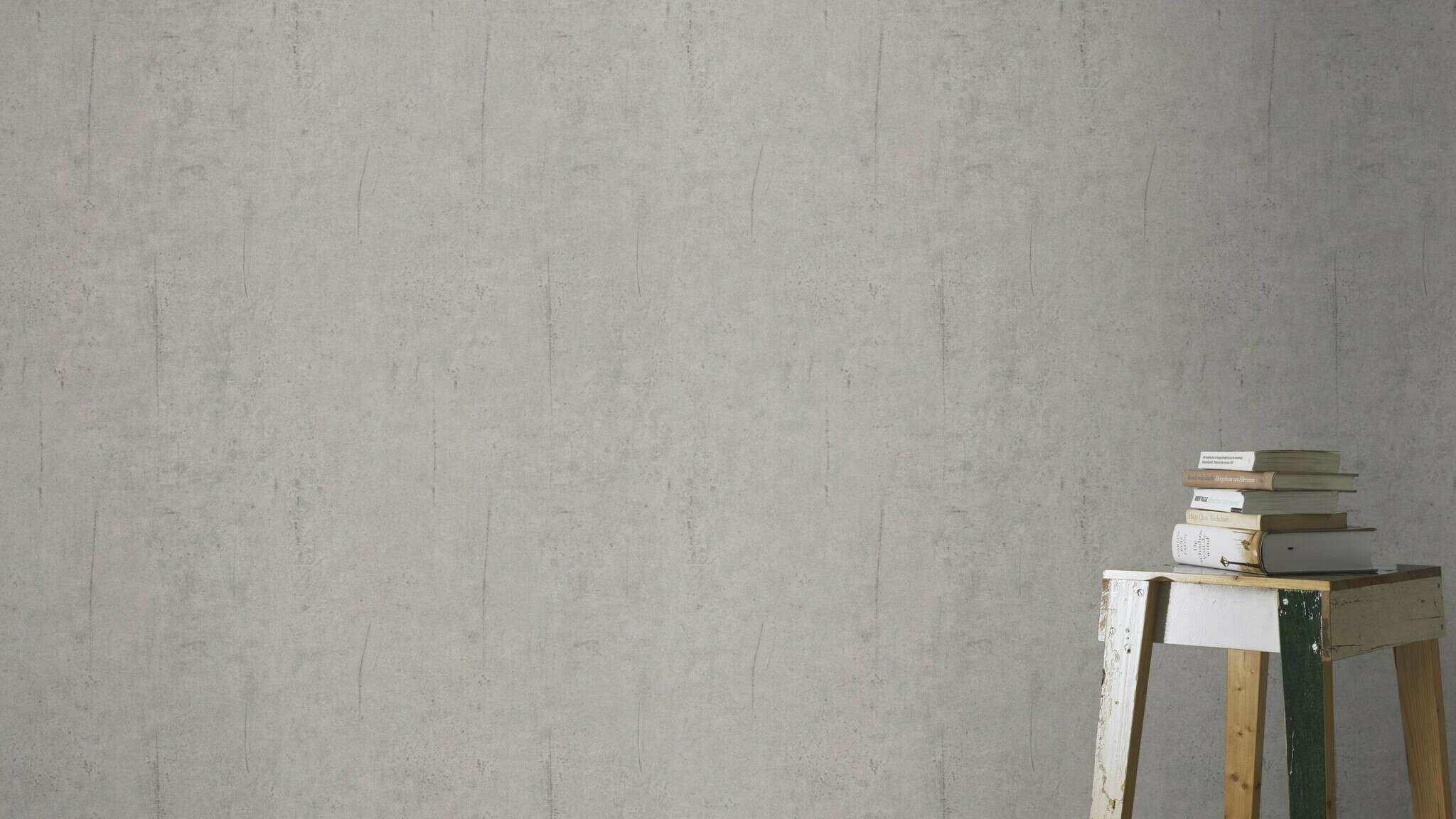 10-475302 Raumsituationen 4 Room with Modern wallpaper in a realistic concrete look with fine cracks and grains