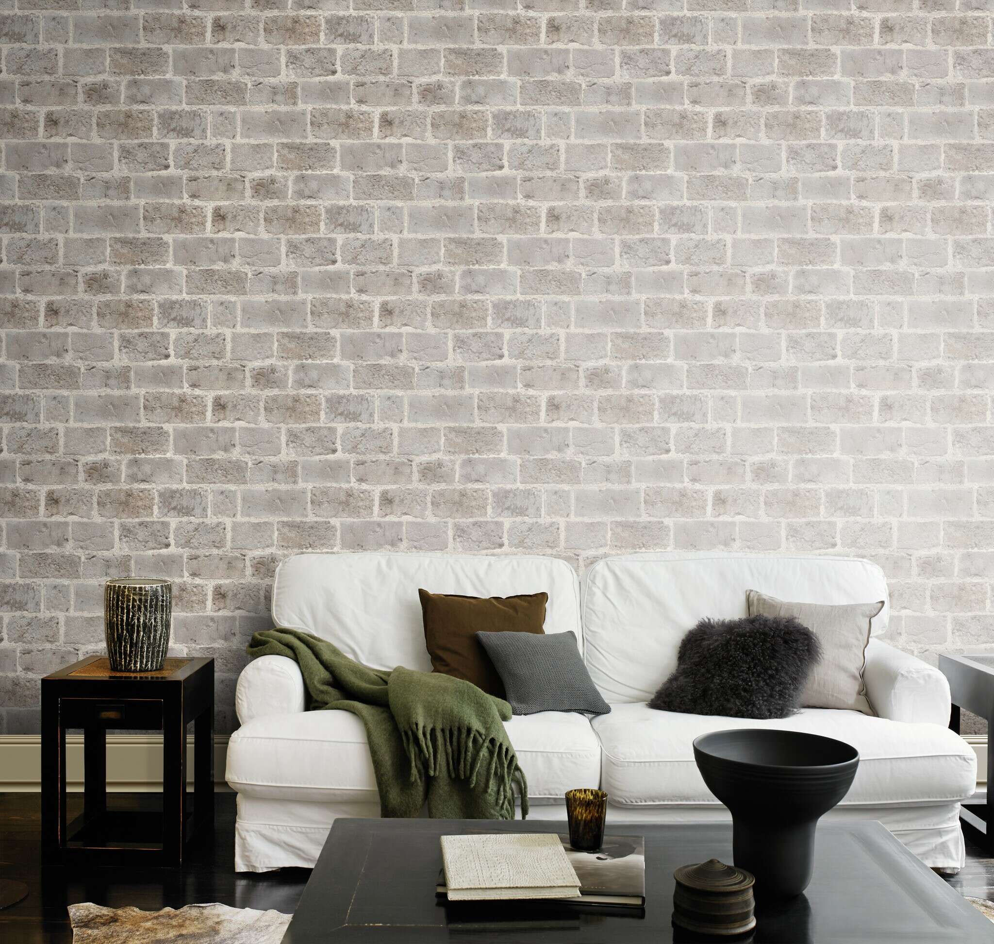 10-865714 Raumsituationen 3 Room with Wallpaper with bricks