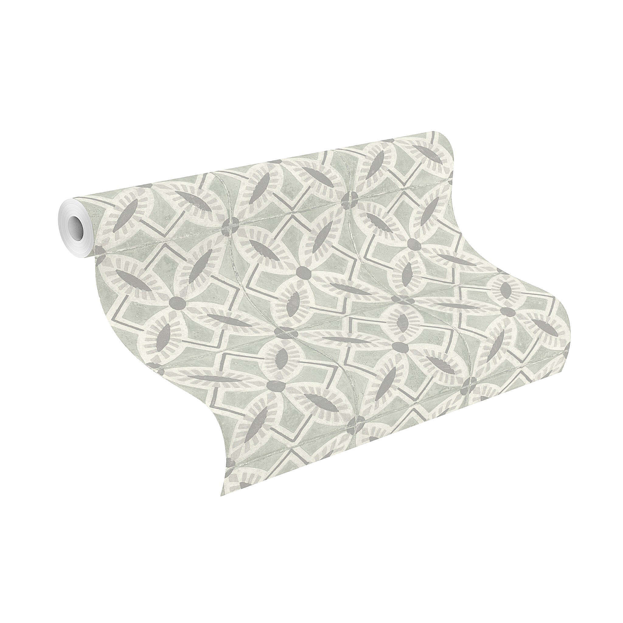 10-410242 Rolle abgerollt 1 Tile non-woven wallpaper in gray-grey-green Beachhouse 410242