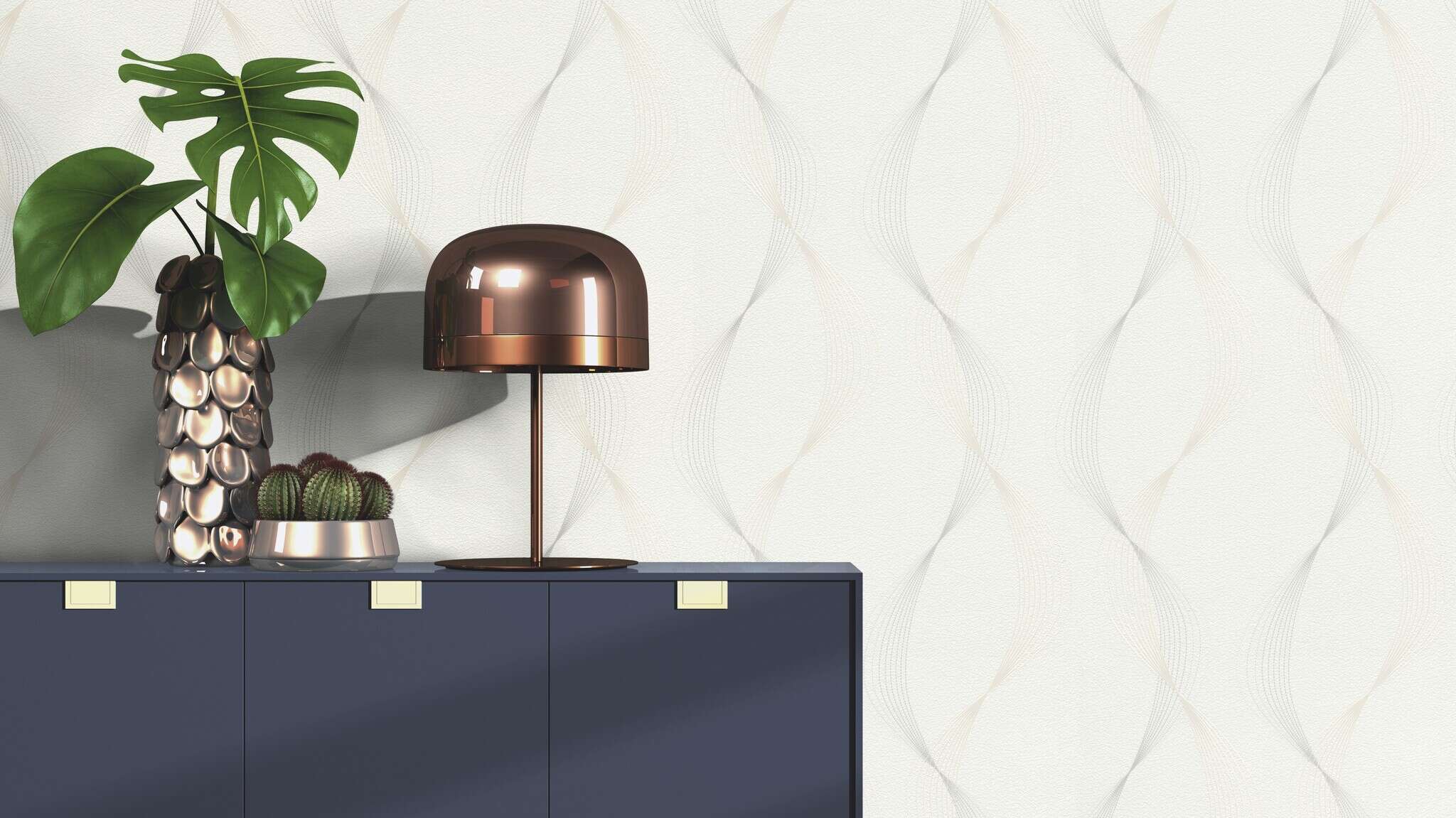 Raum mit Organisches Wellenmuster in warmen Naturtönen – weich, elegant und ideal für ruhige Raumkonzepte.