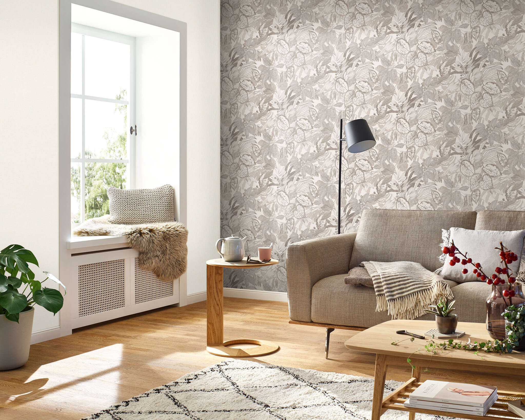 10-555820 Raumbilder 1 Une chambre avec Fond d'écran uni avec texture lin