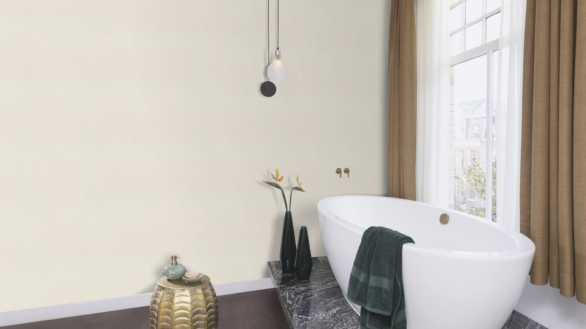 10-484519 Raumsituationen 4 Room with Single-colour wallpaper with a textile texture