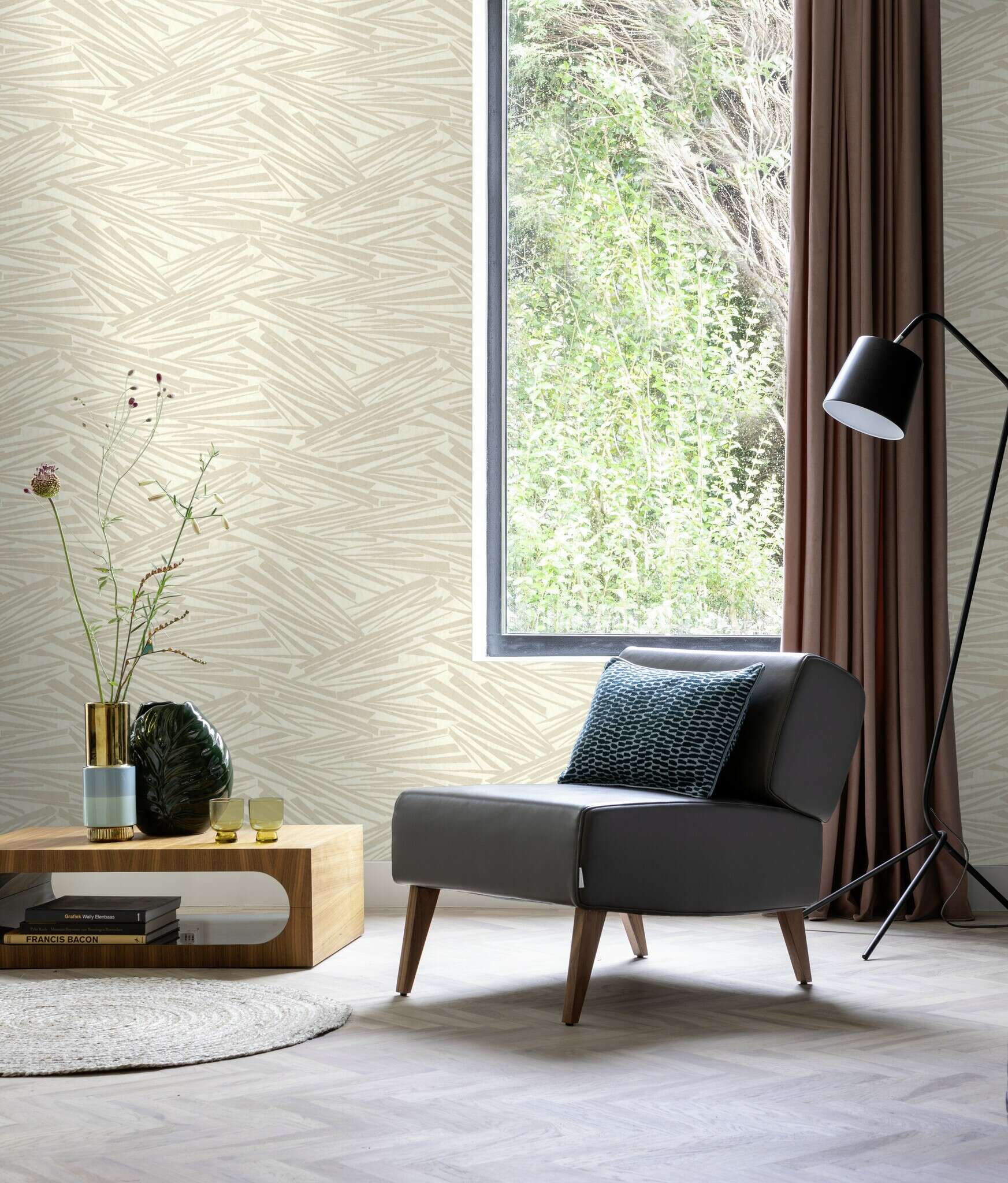 10-608328 Raumsituationen 1 Room with Graphic wallpaper with three-dimensional rods