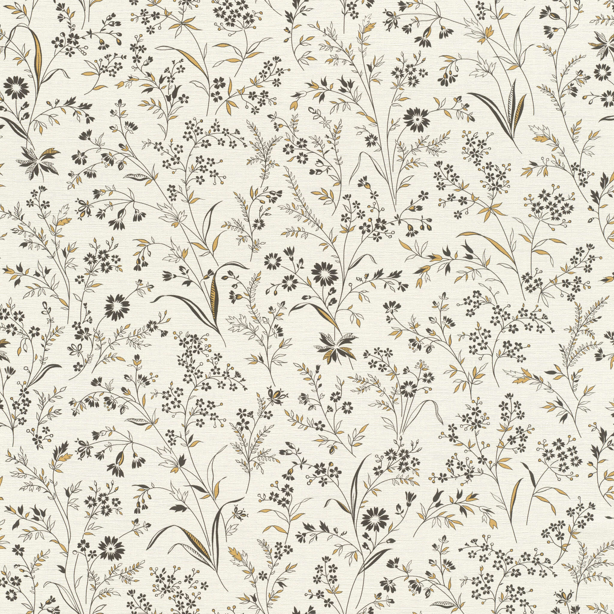 10-869408 Artikelscan 1 Wallpaper with hand-painted flowers, leaves and grasses