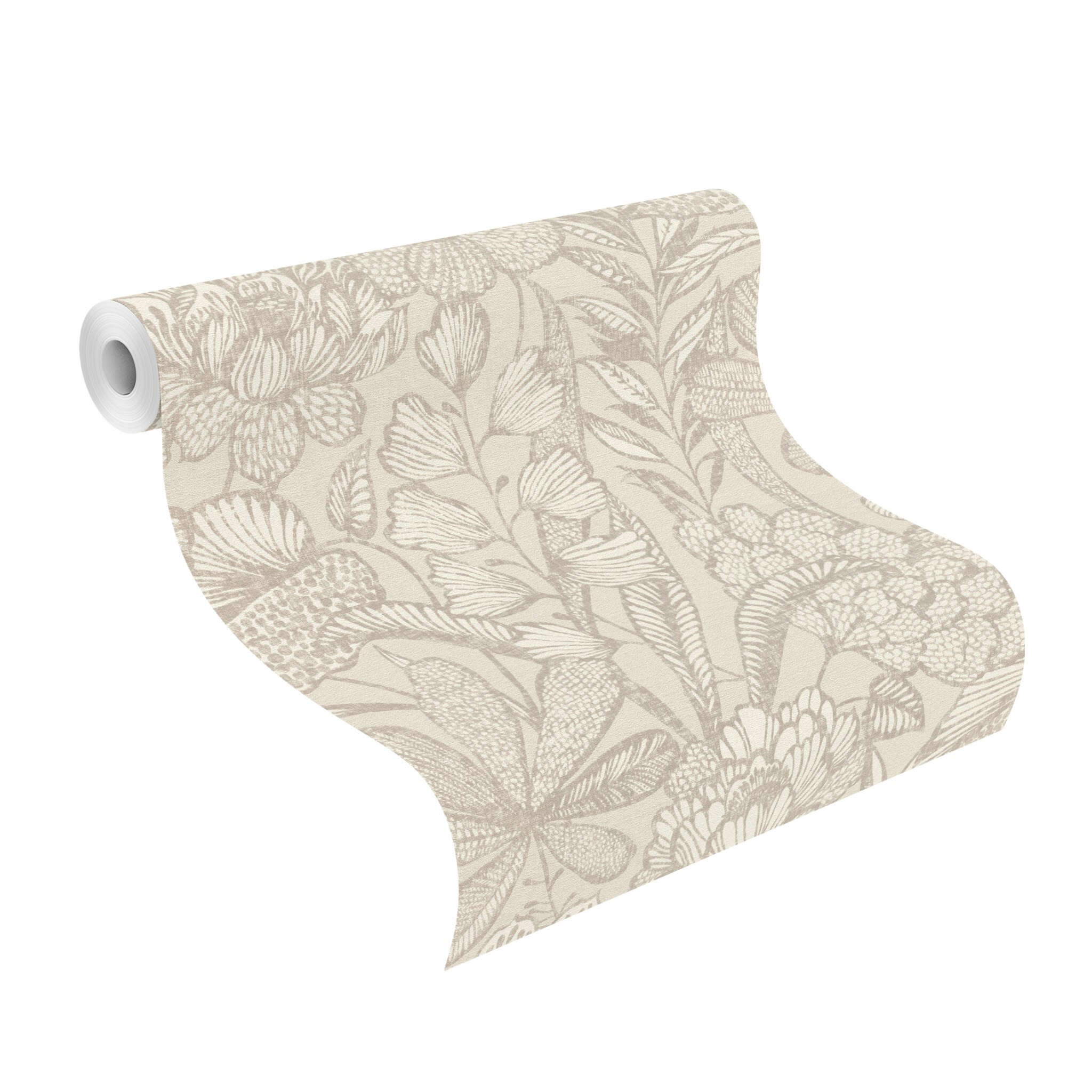 10-555349 Rolle abgerollt 1 Rouleau de déroulé avec Papier peint botanique avec de grandes plantes et des feuilles