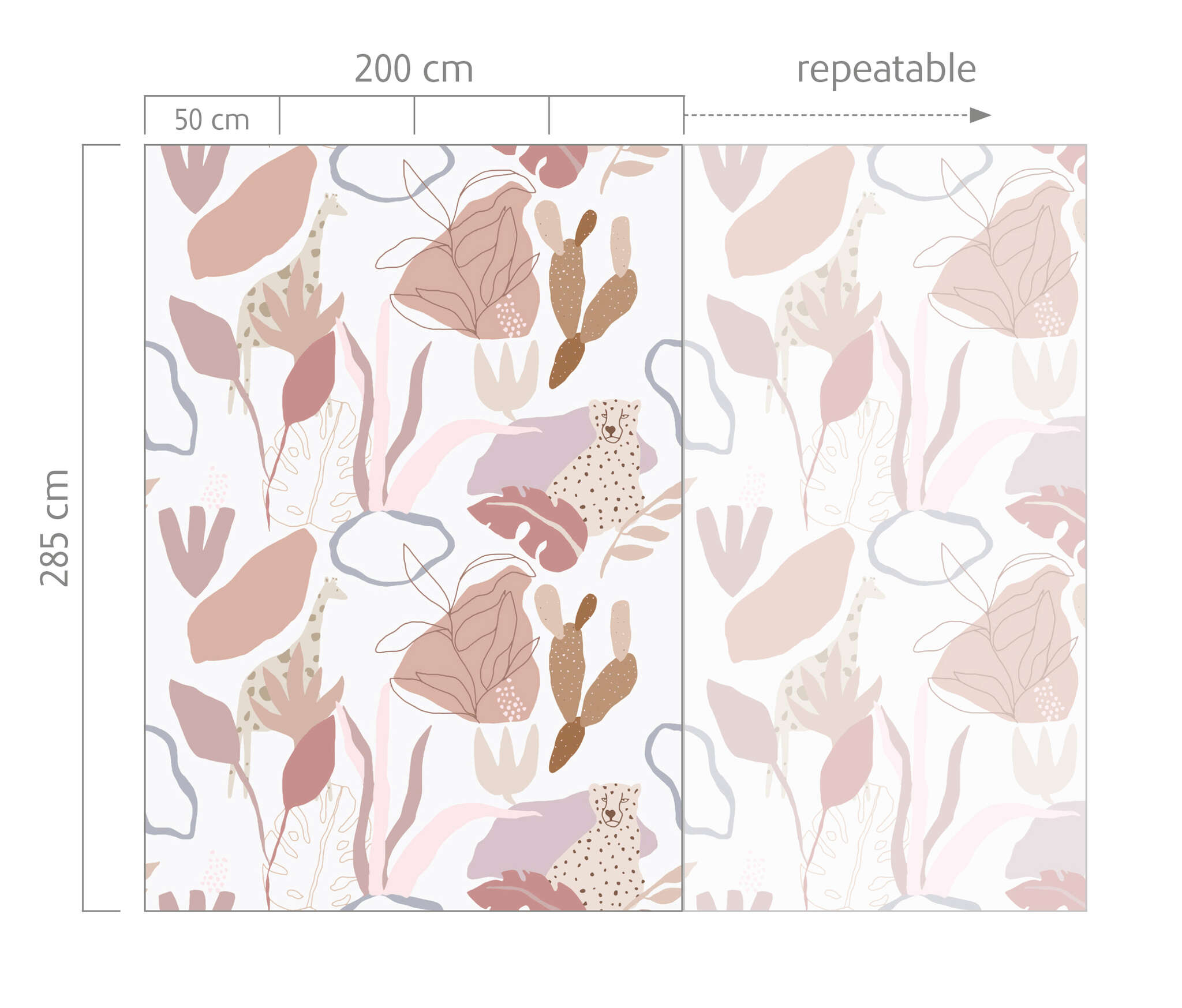 10-300143 Bildauschnitt 1 Wall mural Safari in Pink | Roomblush - RB378