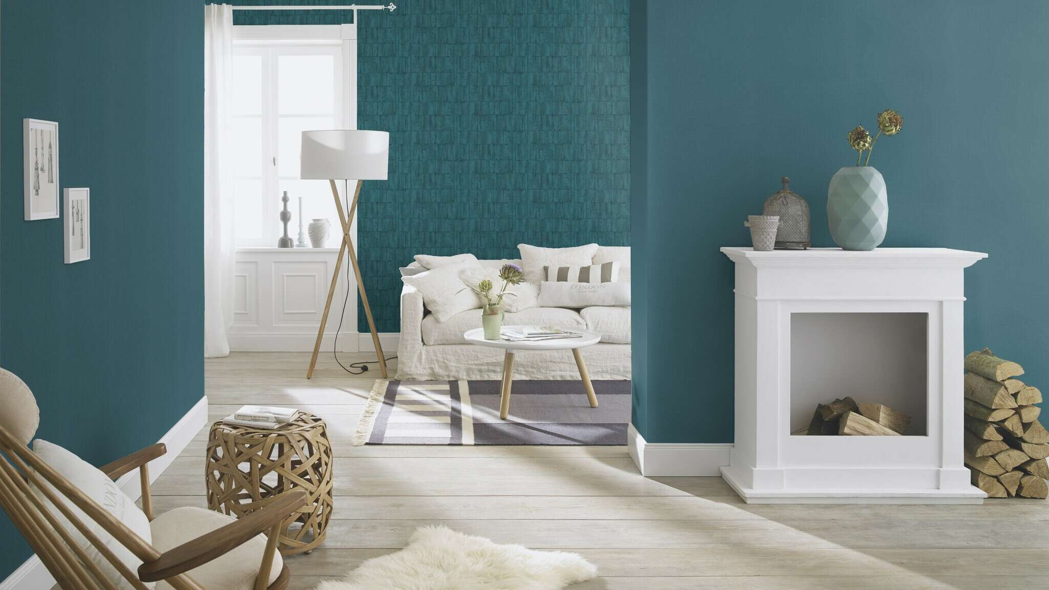 10-560336 Raumsituationen 2 Non-woven wallpaper in blue-petrol Selection 560336
