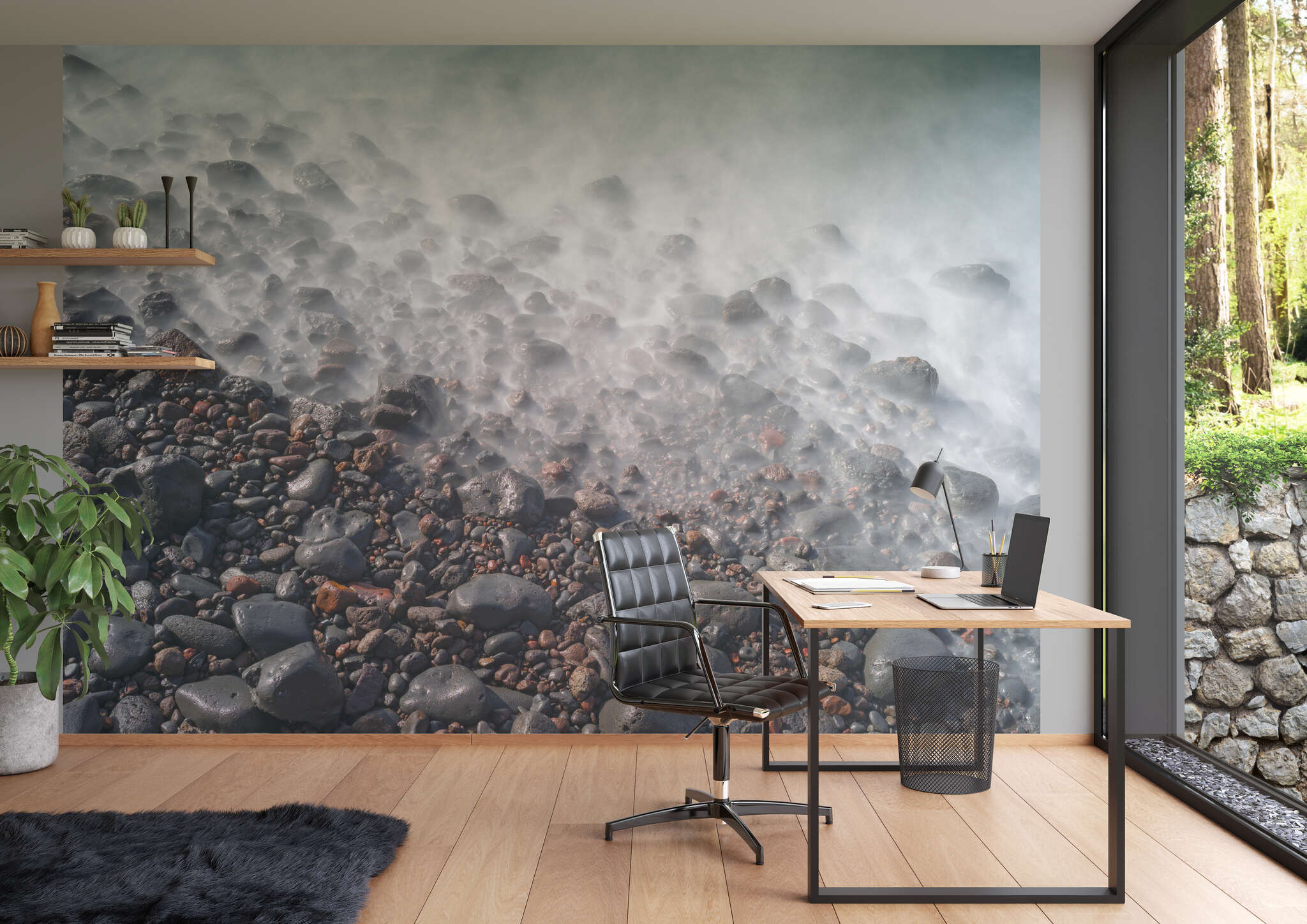 Arbeitszimmer mit 363814 - Fototapete - Immer in Bewegung und trotzdem Ruhe: Kieselsteinstrand magicwalls Fototapete 363814