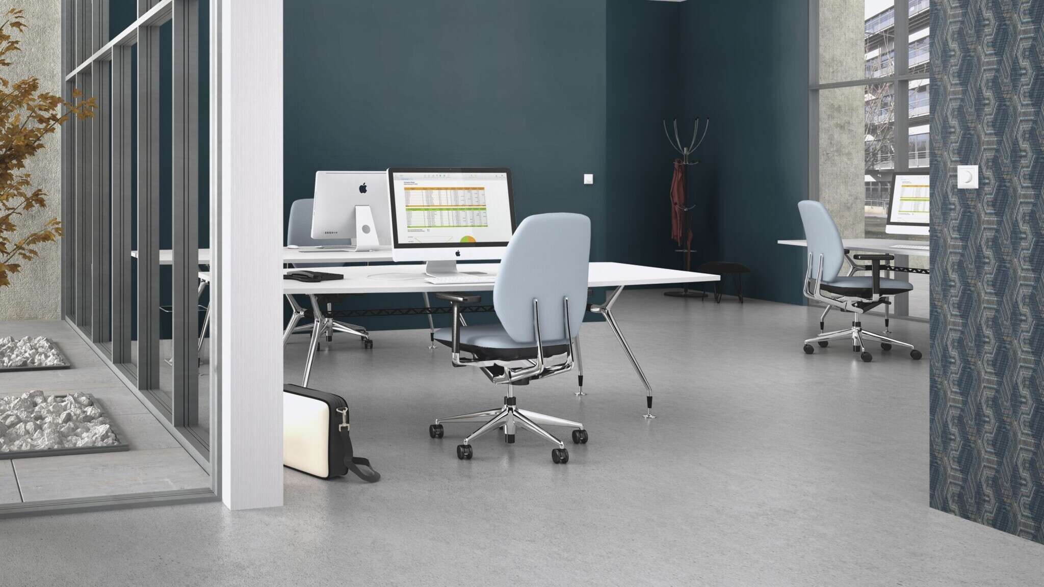 10-752670 Raumsituationen 1 Une chambre avec Papier peint uni aspect cuir