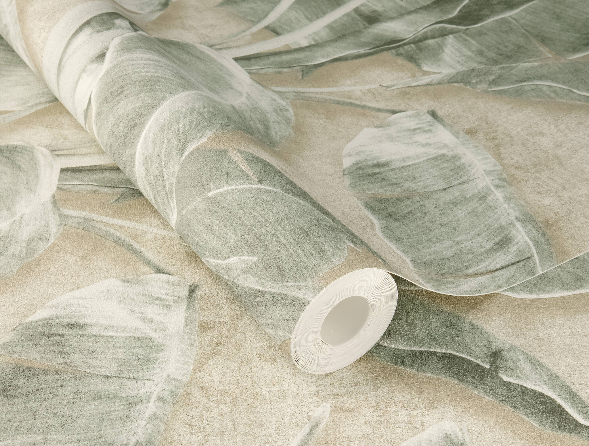 10-371727 Detailaufnahmen 2 Self-adhesive wallpaper Cuba 371727 - large banana leaves in green on beige
