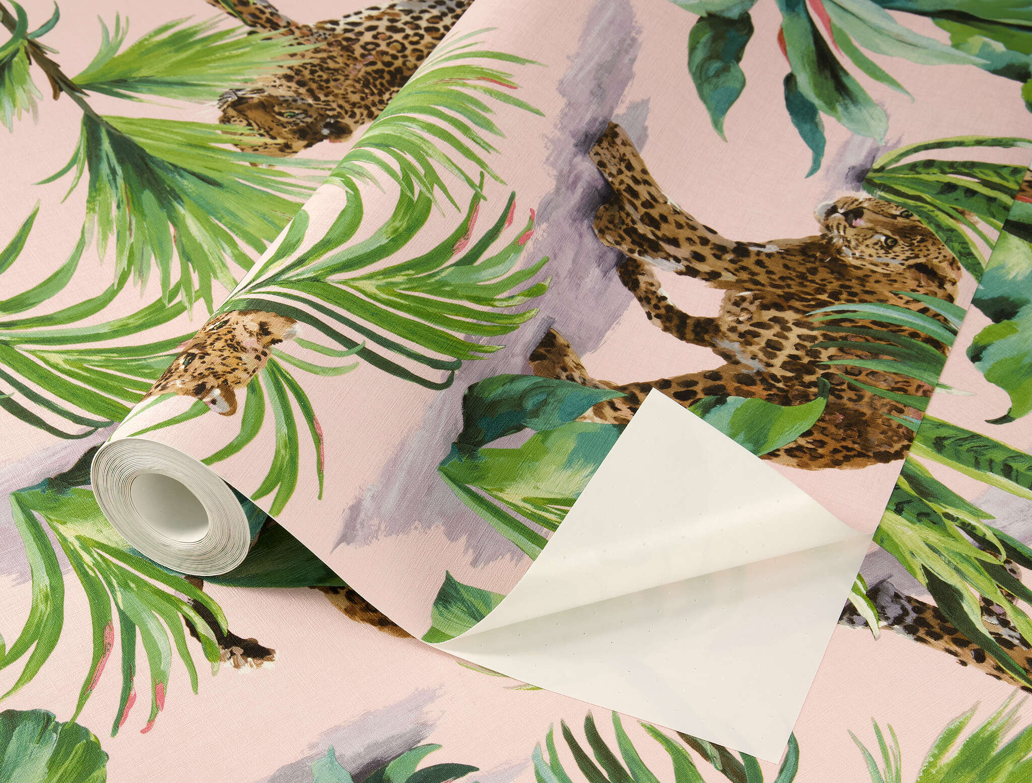 10-370409 Detailaufnahmen 3 Papier peint adhésif Savanna 370409 - Motif léopard exotique rose et vert