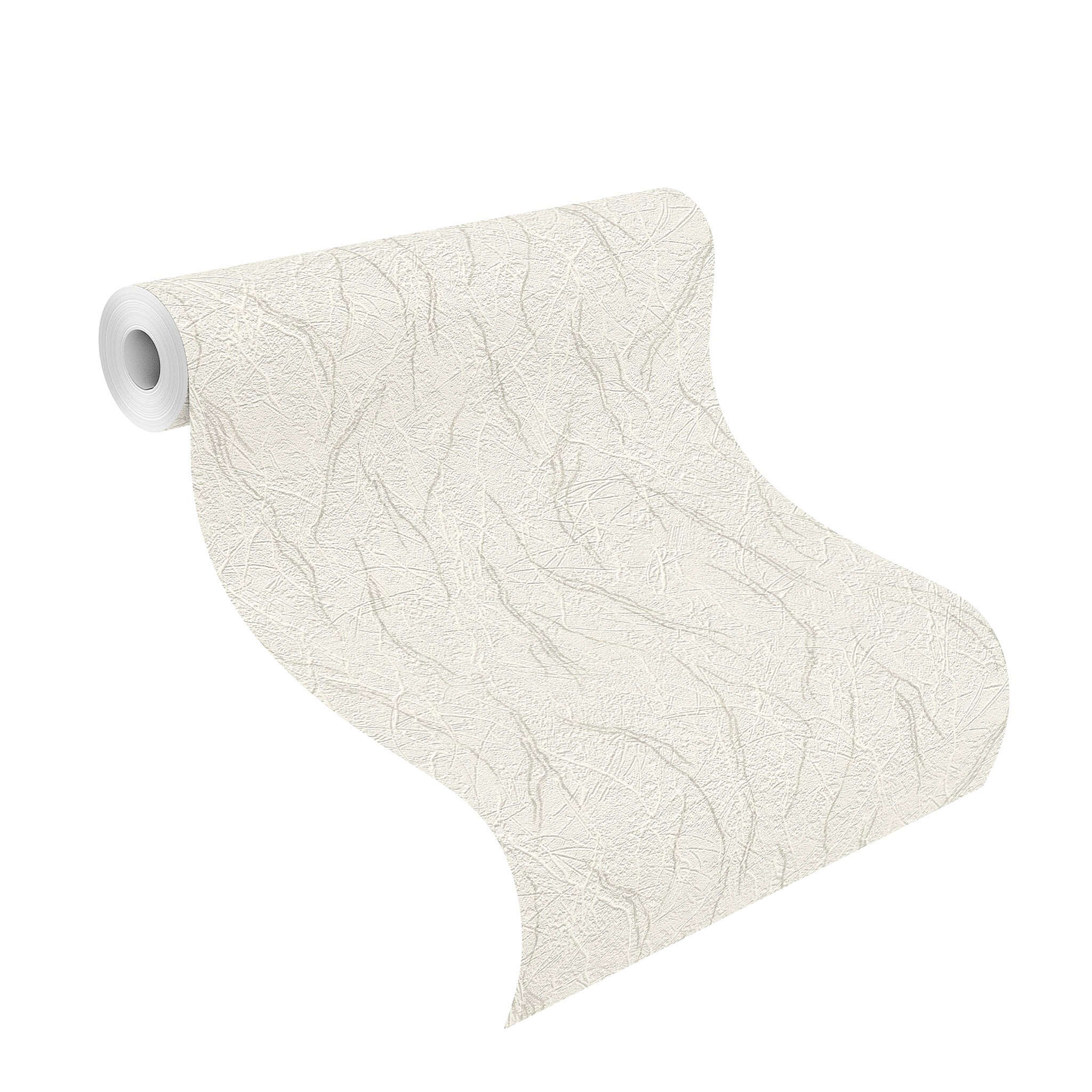 10-470703 Rolle abgerollt 1 Rollenabbildung mit Vliestapete mit natürlicher Papierstruktur in sanftem Beige