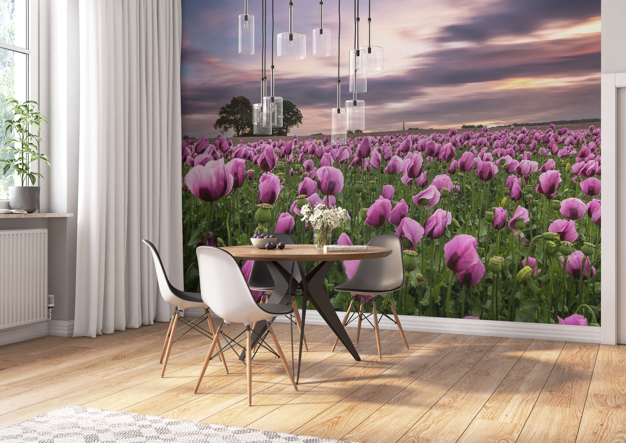 Esszimmer mit 363456 - Fototapete - Blumenmeer in Lila und Violett magicwalls photo wallpaper 363456