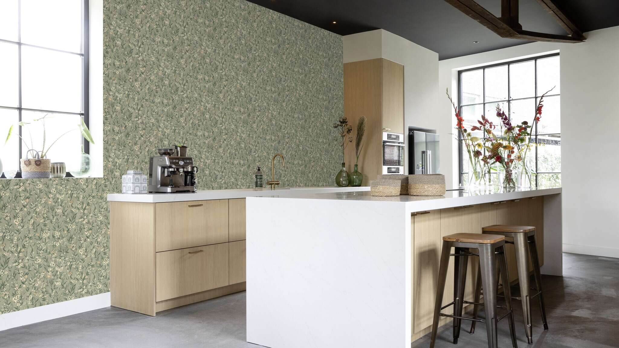 Cherry Blossom wallpaper in green - Noble Zen Sakura 435269