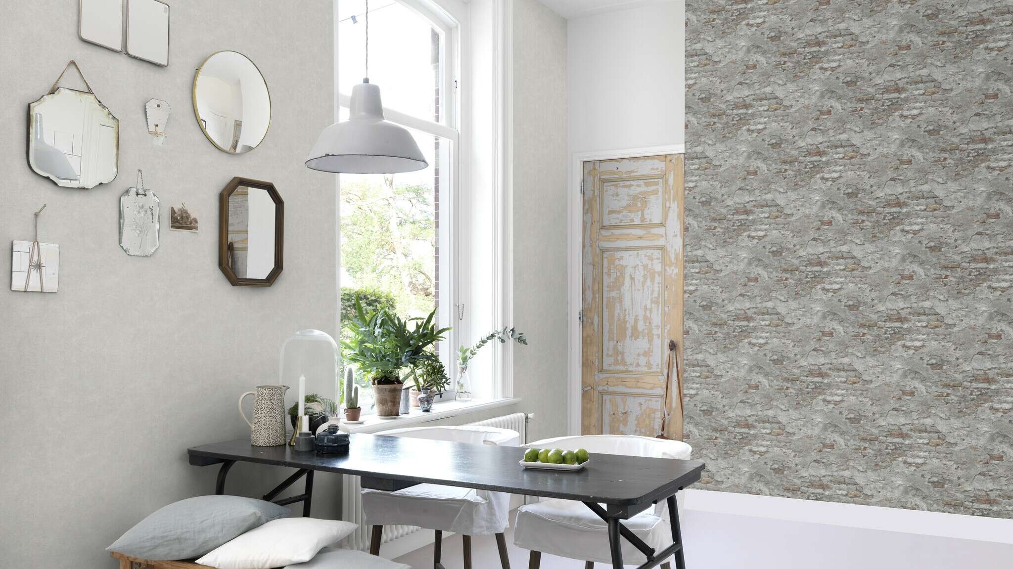 10-939330 Raumsituationen 2 Room with Wallpaper with stone wall