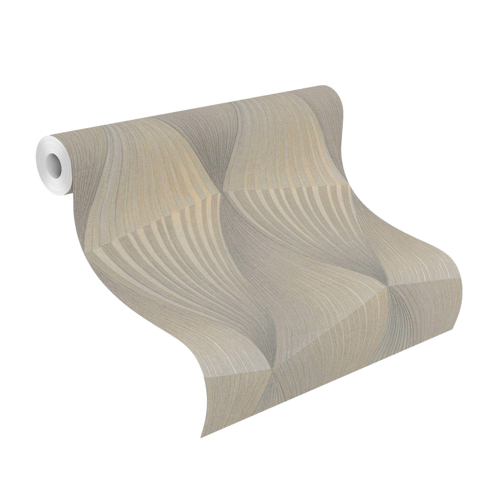 10-370706 Rolle abgerollt 1 Papier peint adhésif Cairo 370706 - Motif géométrique 3D gris et or