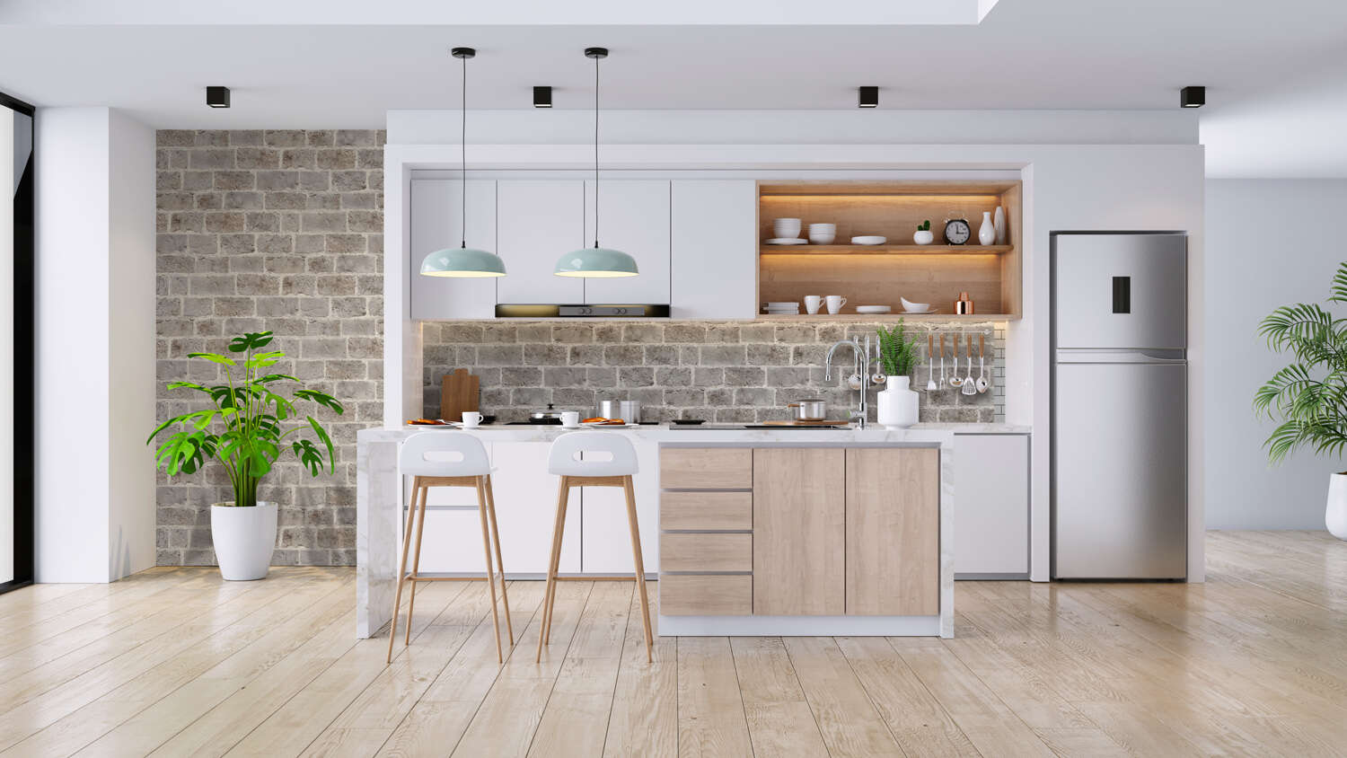 10-865714 Raumbilder 1 Room with Wallpaper with bricks