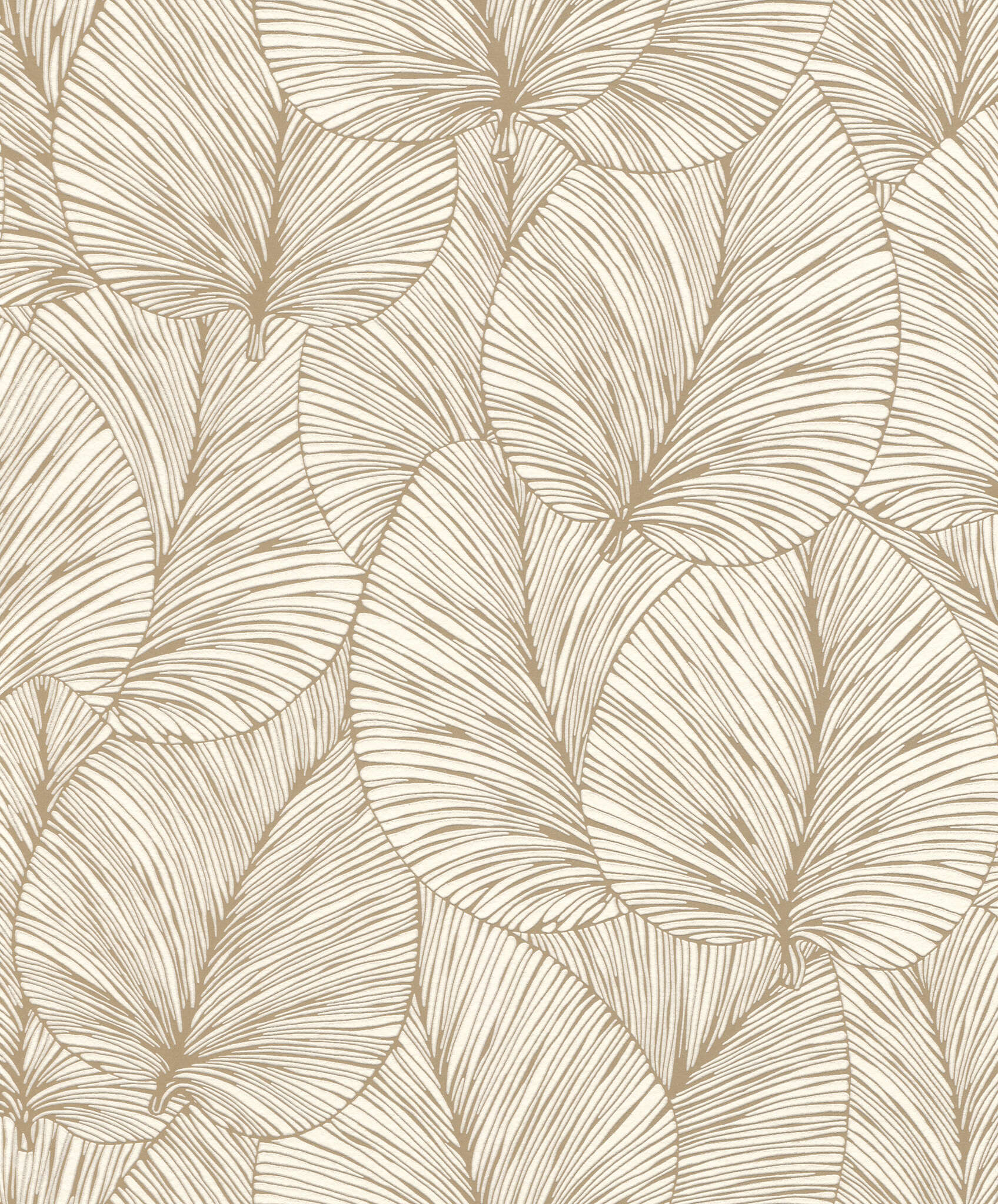 10-456622 Artikelscan 1 Nature-inspired non-woven wallpaper with large leaf motif in soft beige – ideal for cosy accents.
