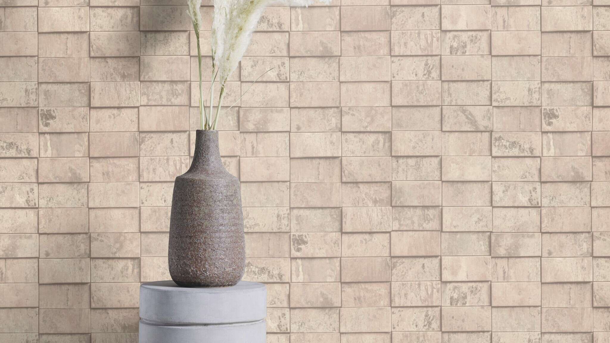 10-497151 Raumsituationen 1 Non-woven wallpaper Copper Tile in white - Factory VI 497151