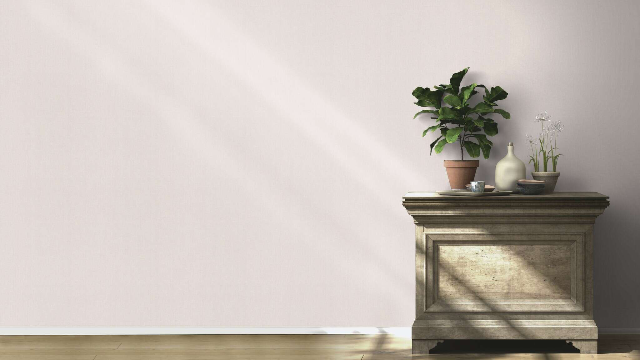 10-633764 Raumsituationen 1 Room with Single-colour wallpaper with a grainy textile texture