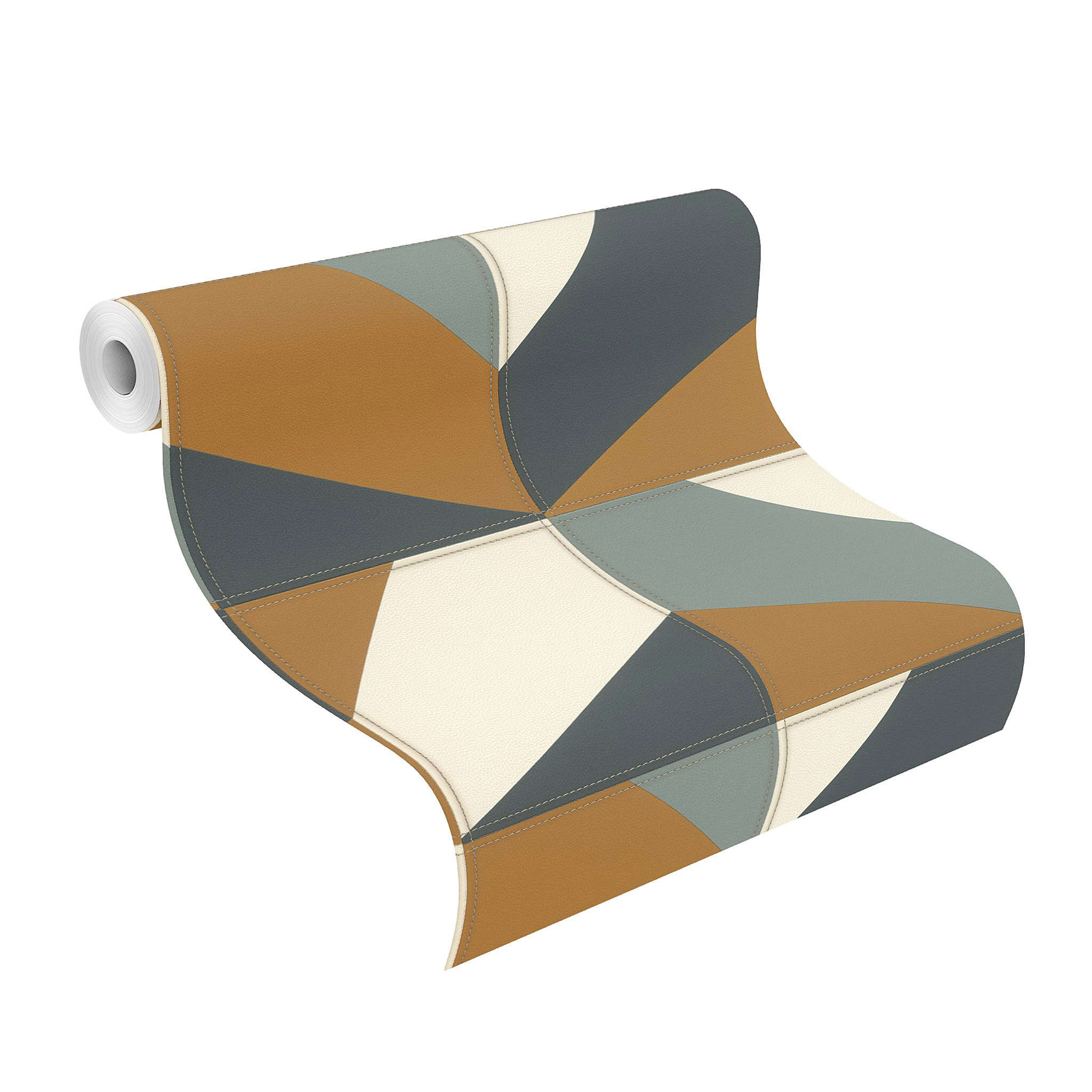 10-419252 Rolle abgerollt 1 Leather-look non-woven wallpaper in brown-cognac Selection 419252