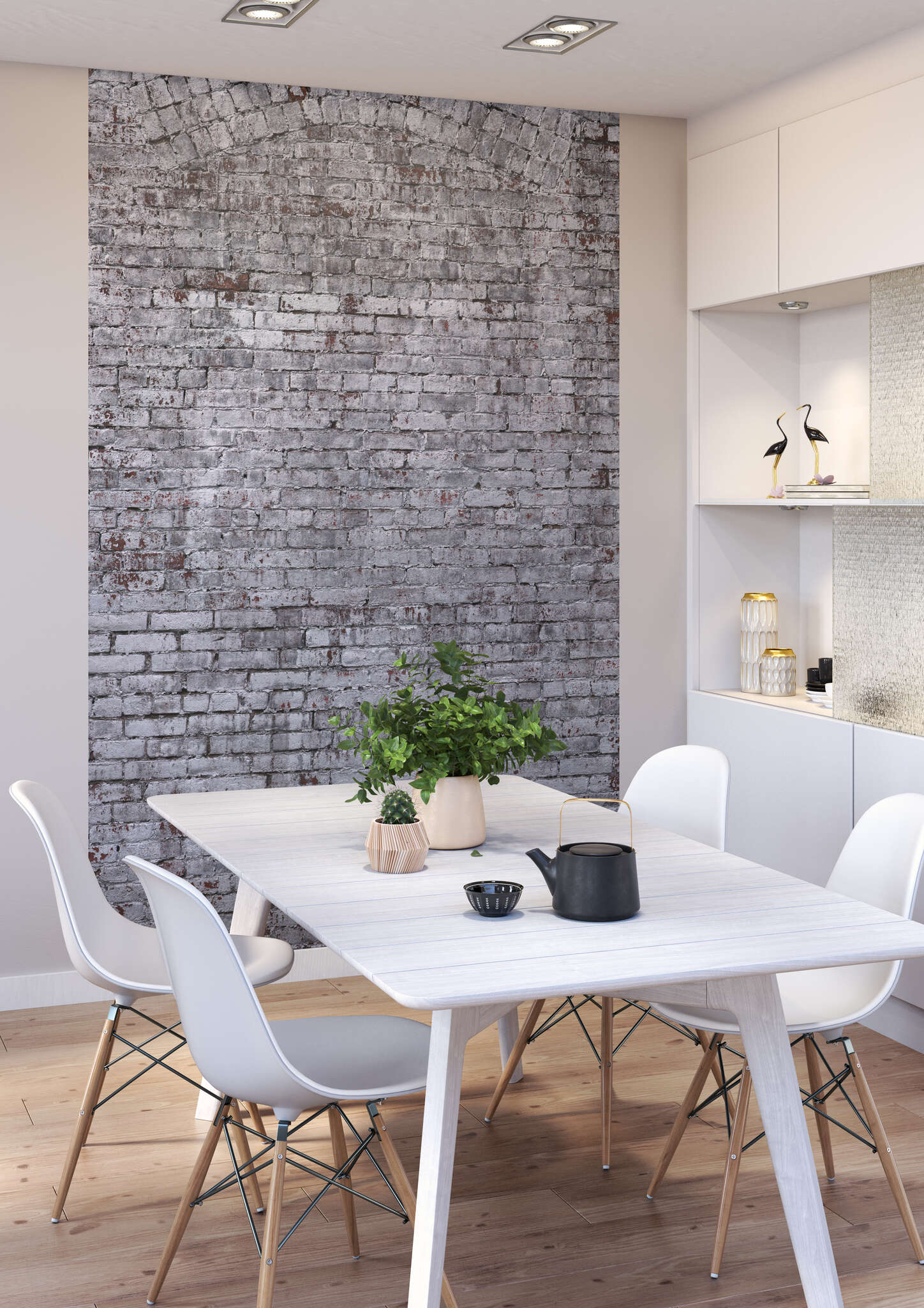 10-940947 Raumsituationen 1 Stone-effect wall mural in grey 940947