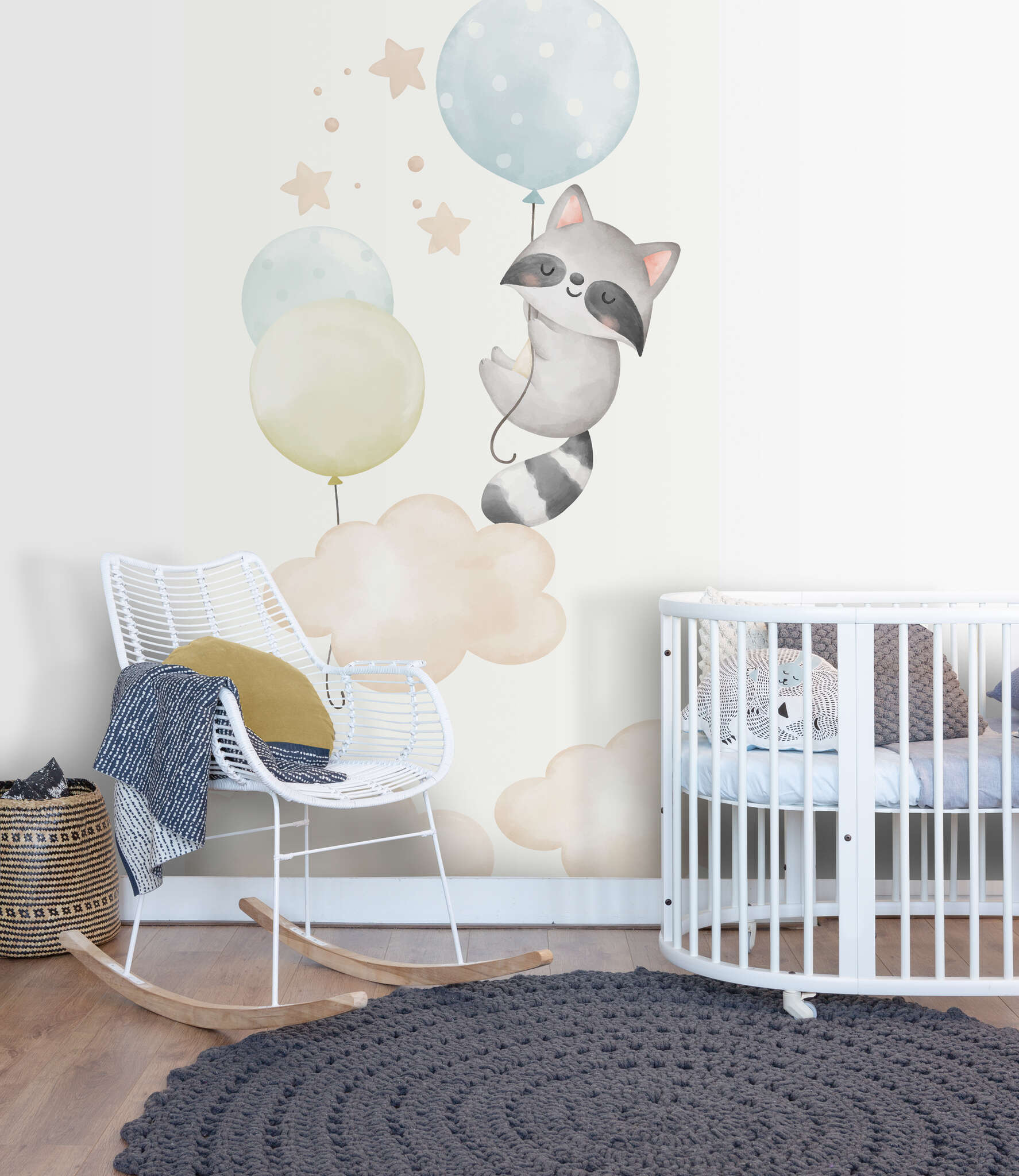 10-367942 Raumbilder 1 Fototapete Kinderzimmer mit Ballons und Wolken in Blau - Kids World II 367942