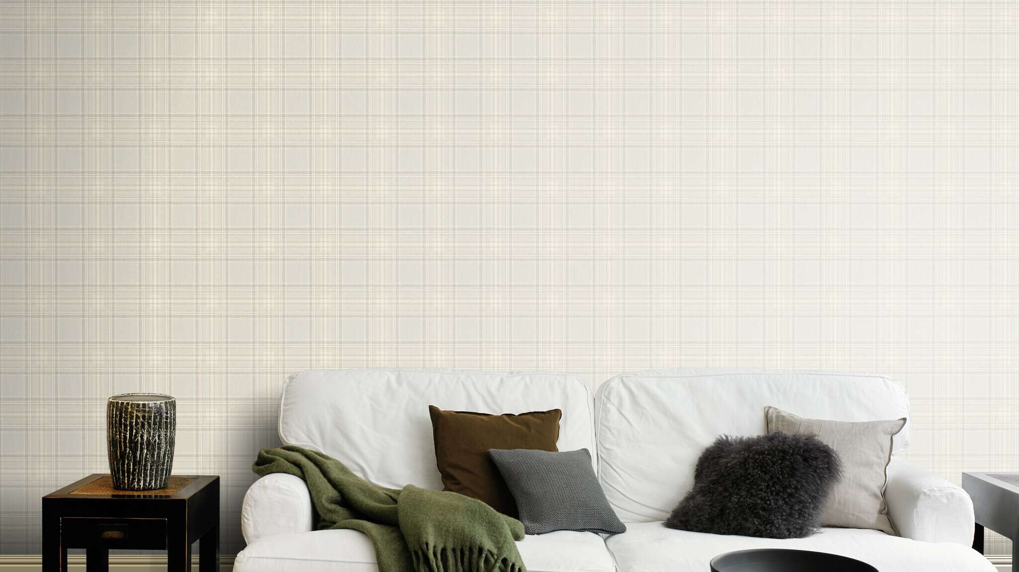 10-537444 Raumsituationen 2 Une chambre avec Papier peint à motif tartan