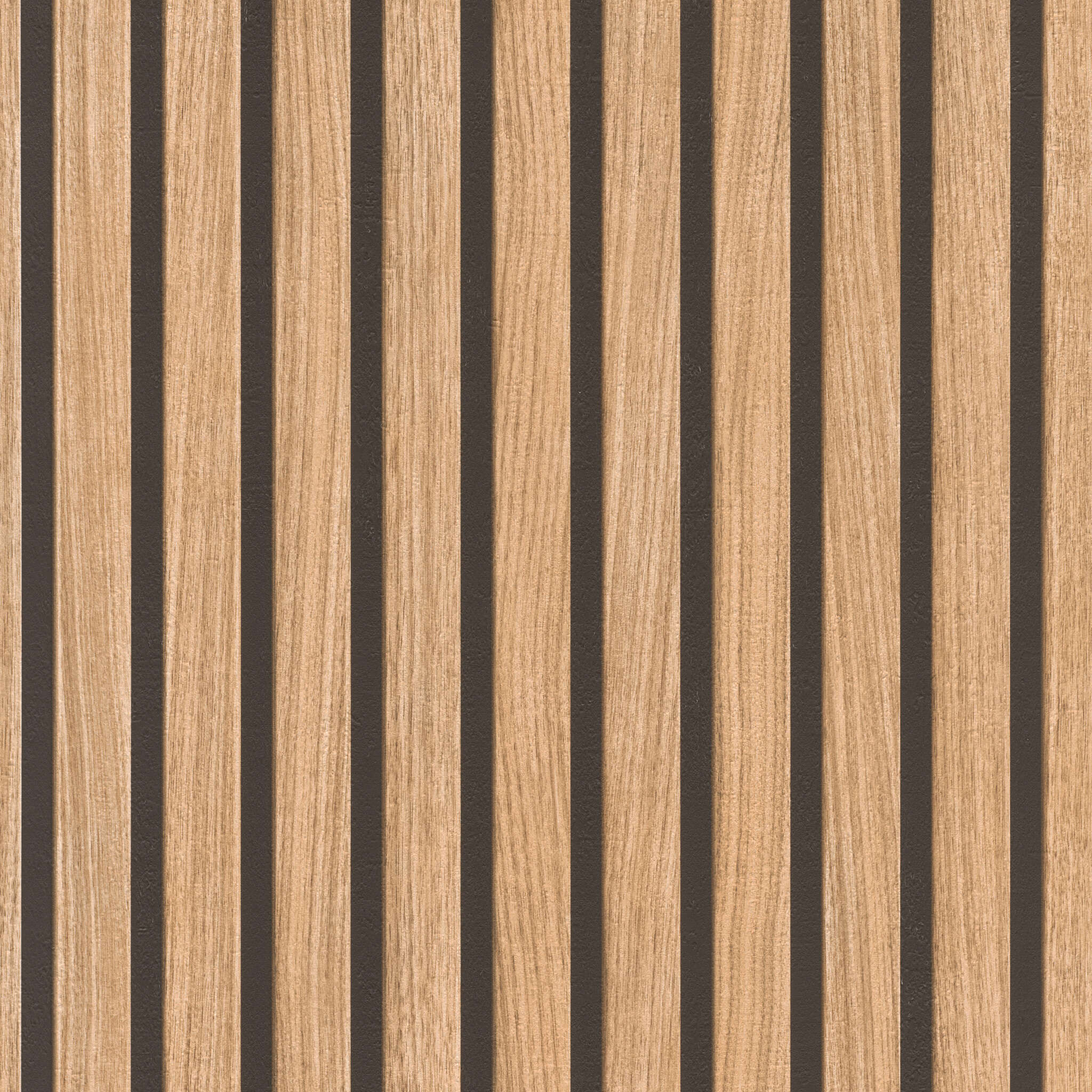 Tapete Holzoptik mit Paneelen in Hellbraun 278408 Tapete mit abwechselnd hellen und dunklen Holzstreifen für einen modernen, natürlichen Wandlook