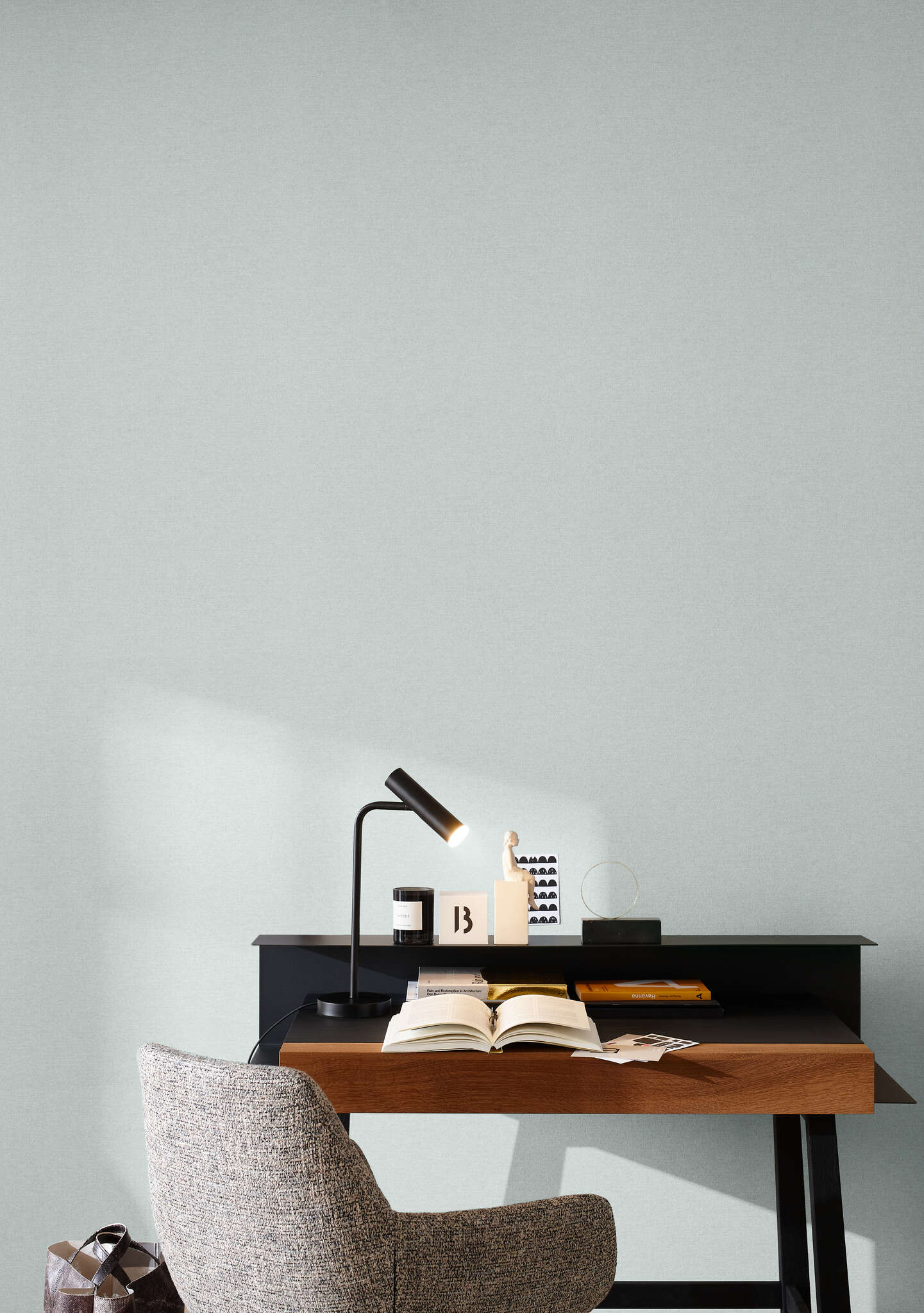 10-600308 Raumbilder 2 Room with Single-colour wallpaper with a woven look
