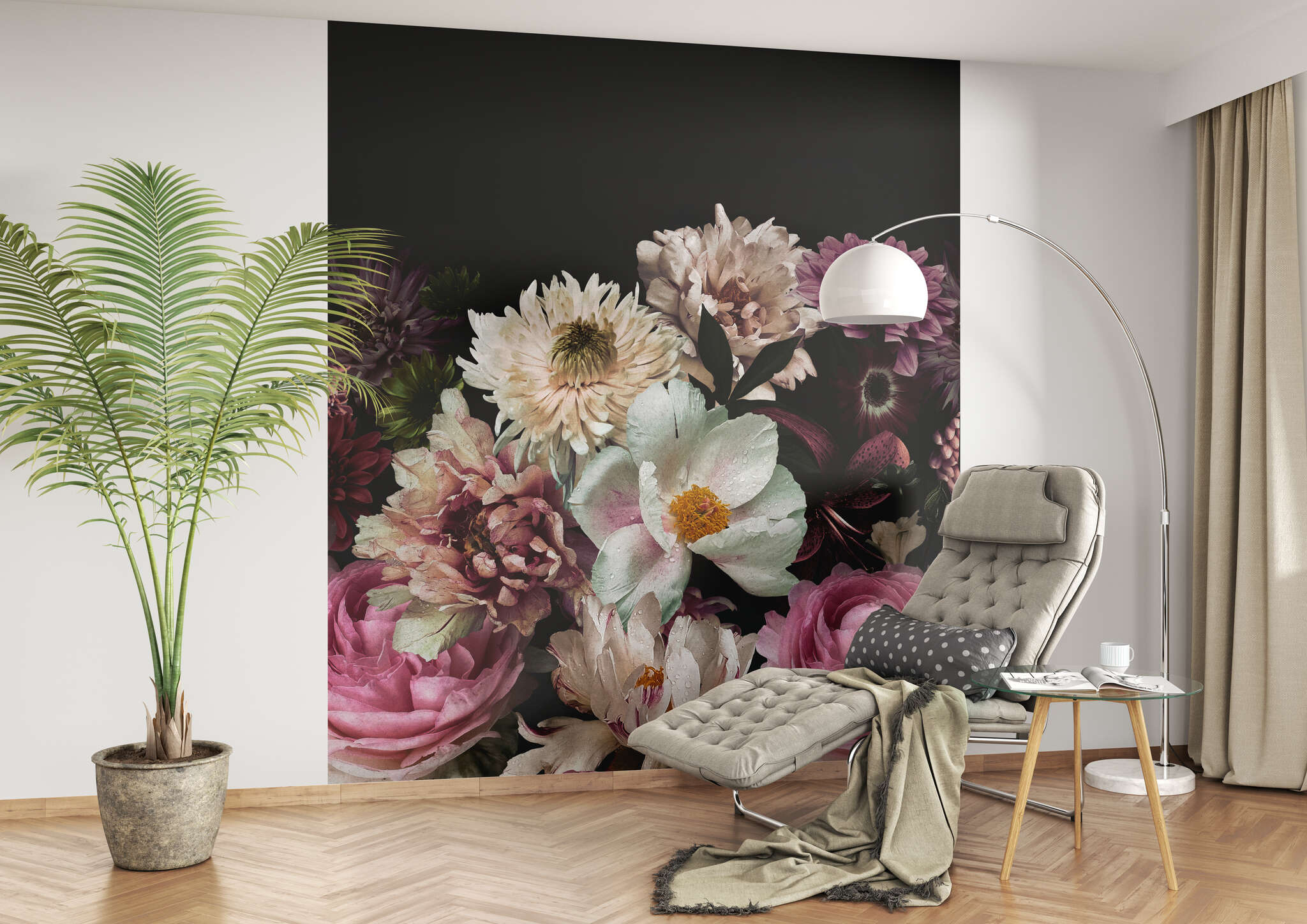 Lese-Ecke mit 363821 - Wandbild - Blumenpracht XXL mit Rosen, Dahlien und mehr magicwalls photo wallpaper 363821