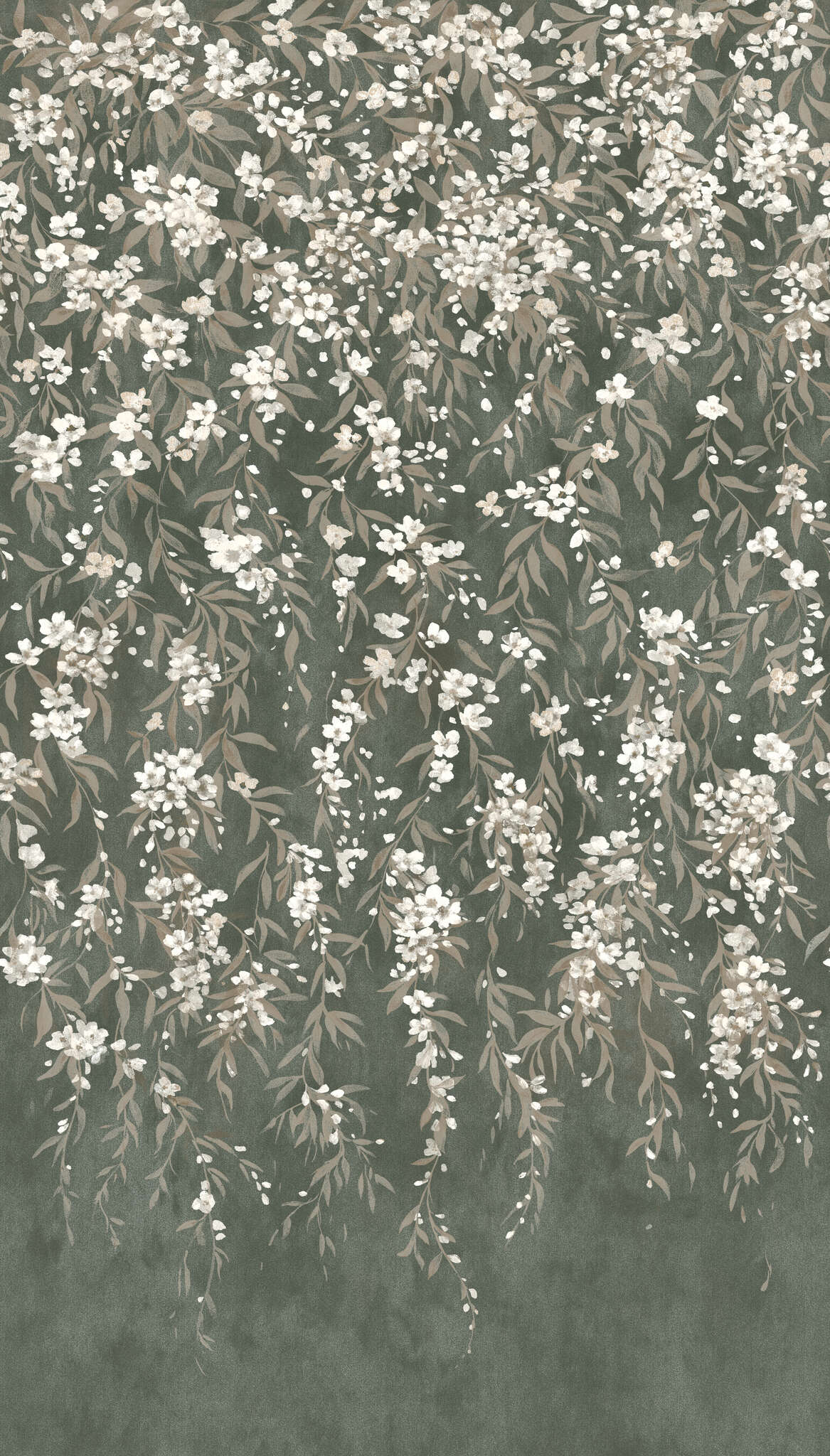 10-368079 Artikelscan 1 Fototapete Blumenranken in Grün - Whispering Blossoms Noble Zen 368079