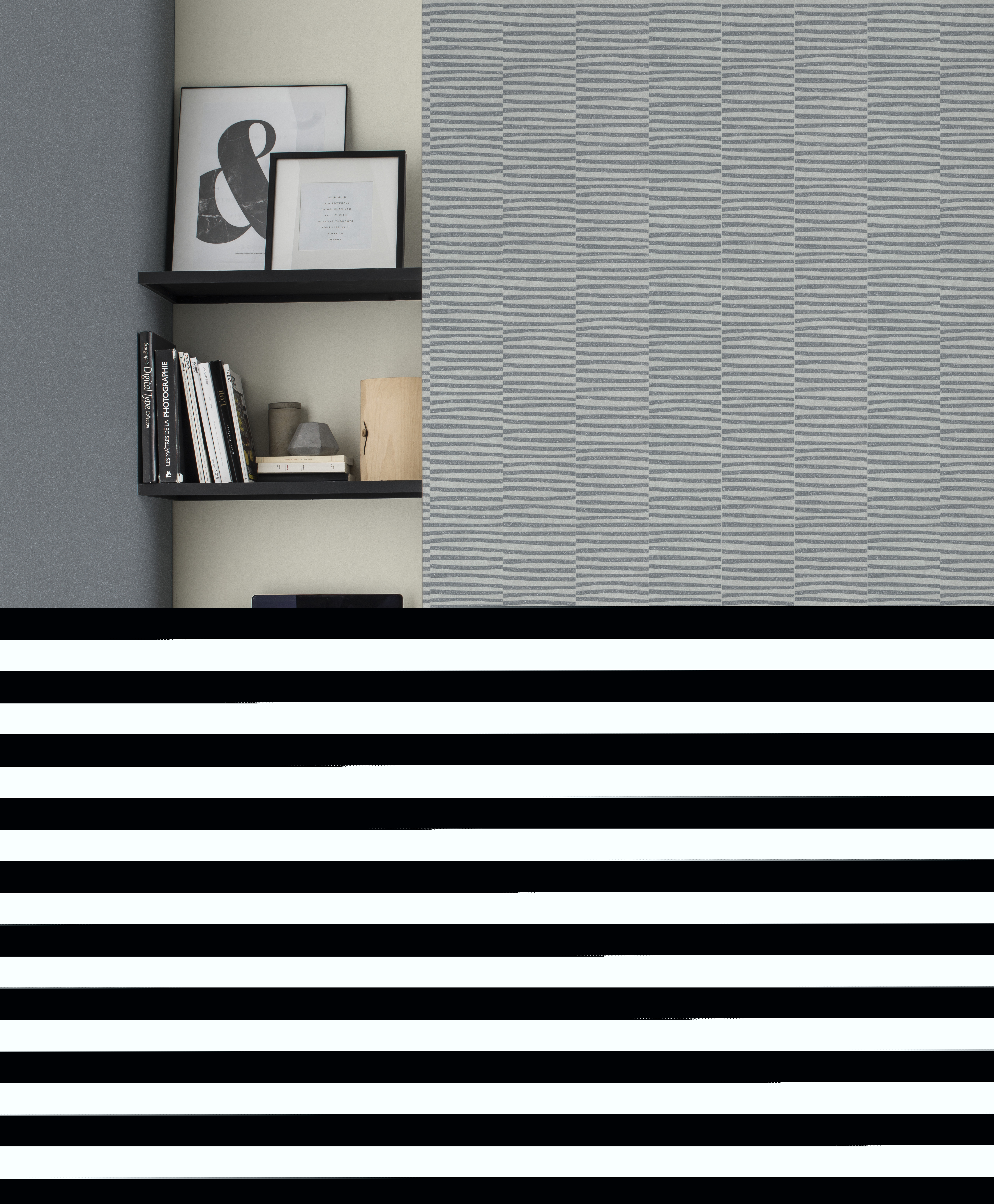 10-542035 Raumsituationen 1 Non-woven wallpaper stripes in silver-grey 542035
