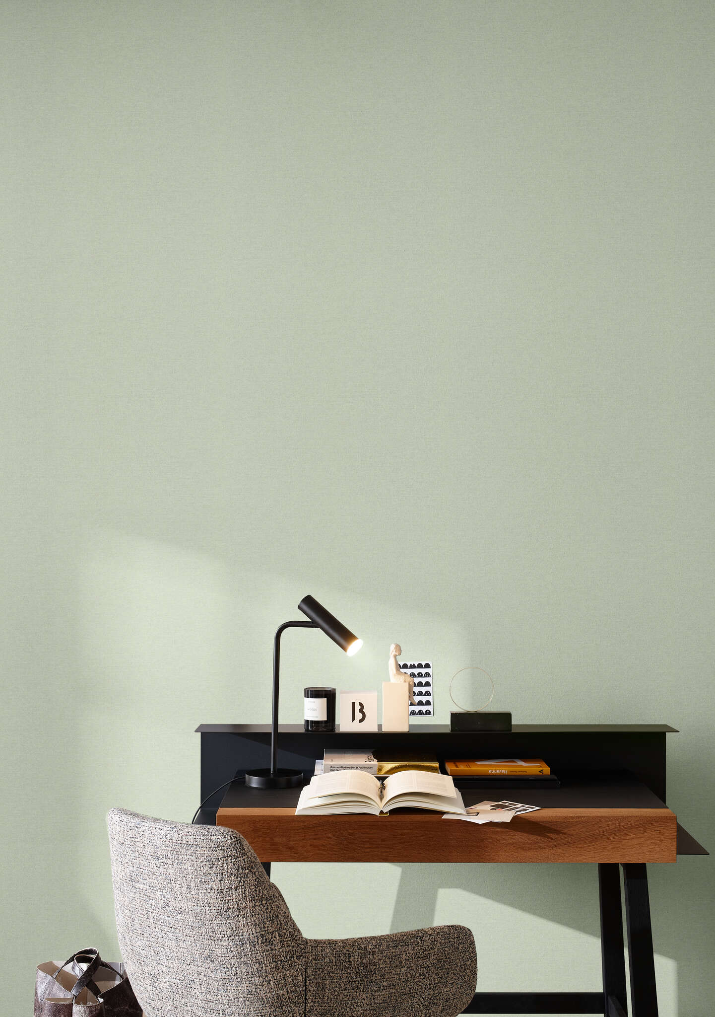 10-600285 Raumbilder 1 Room with Single-colour wallpaper with a woven look