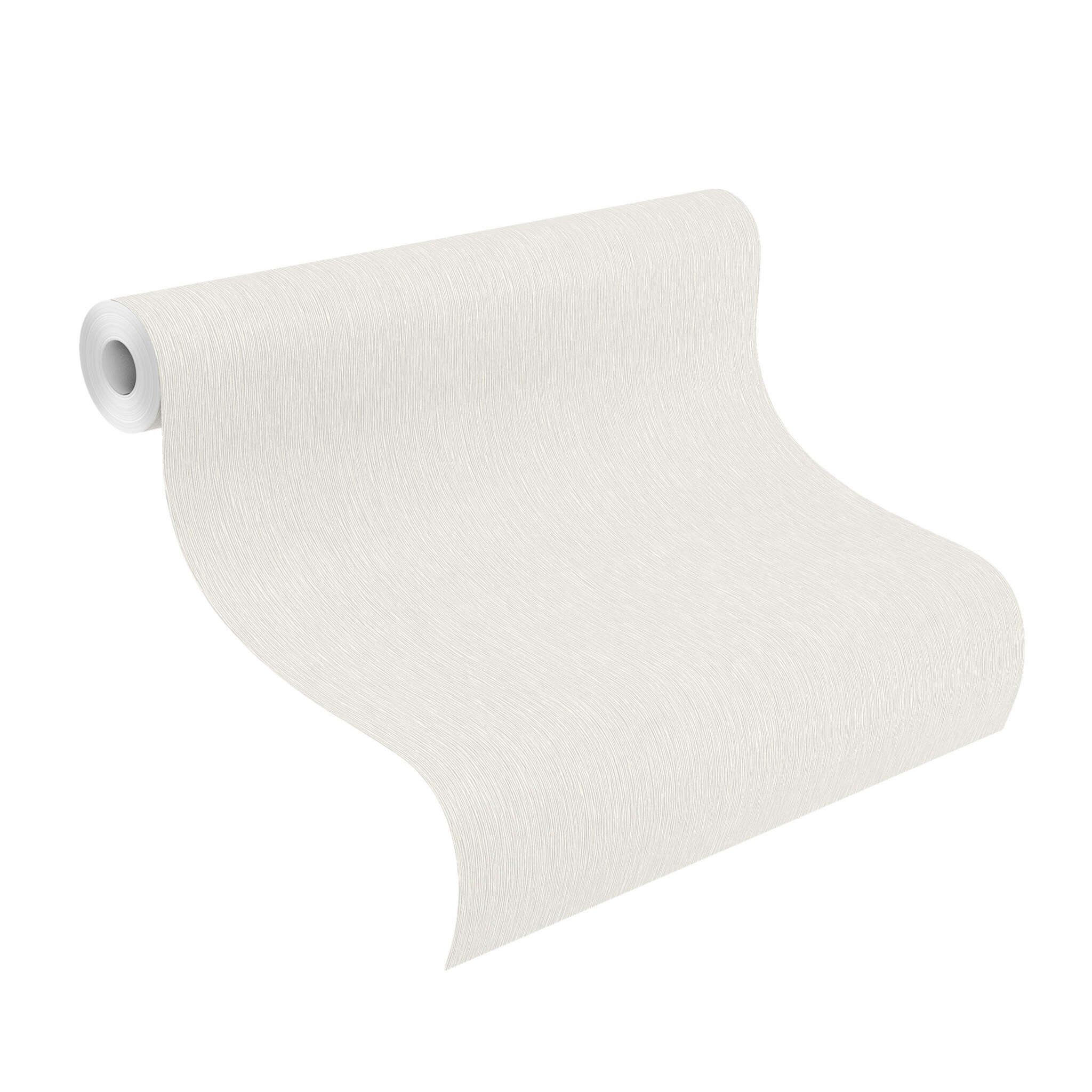 10-810110 Rolle abgerollt 2 Unrolled wallpaper roll with Single-colour wallpaper with a vertical texture and irregular, fine lines