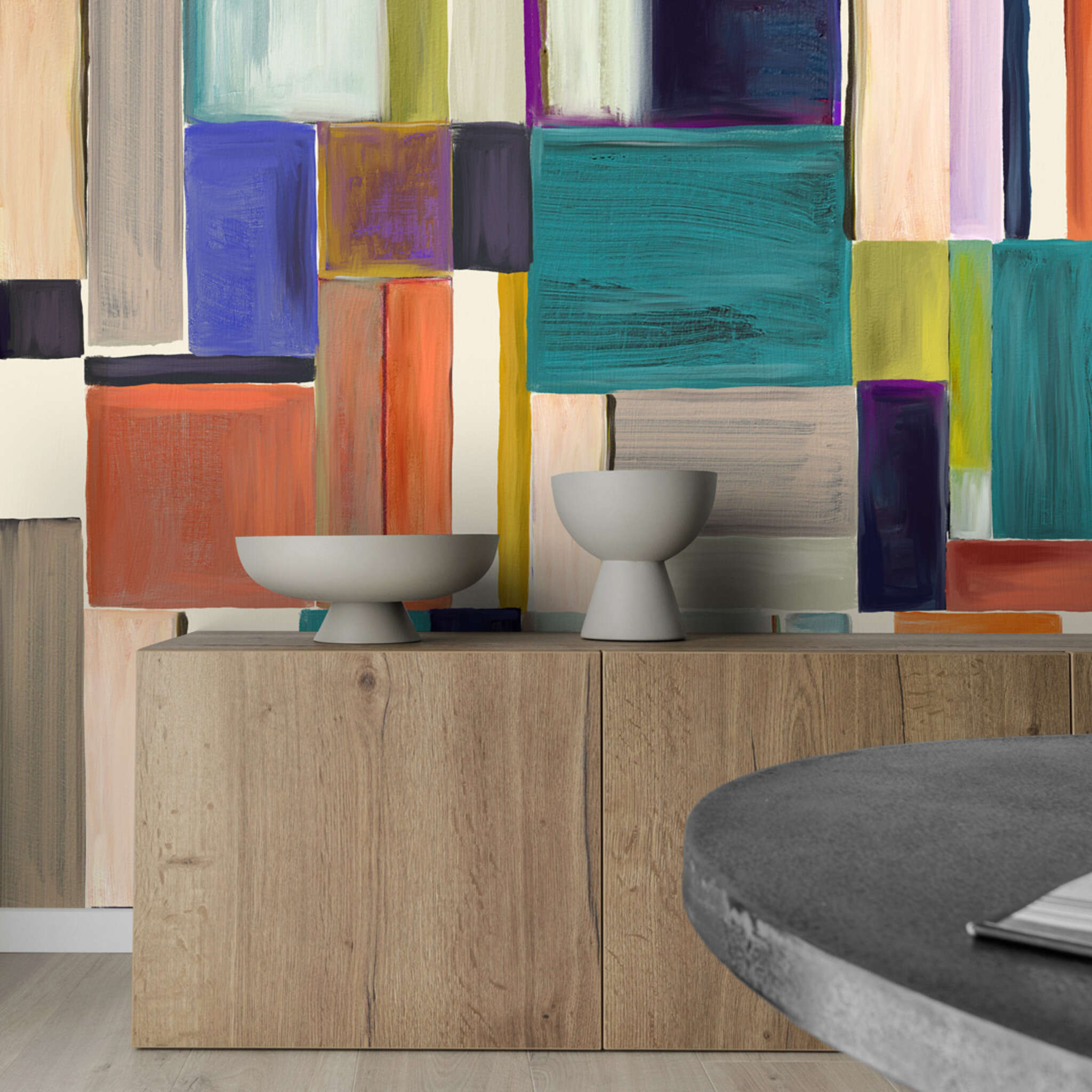10-300171 Raumsituationen 1 Wall mural Color Blocks in Green | Roomblush - RB474