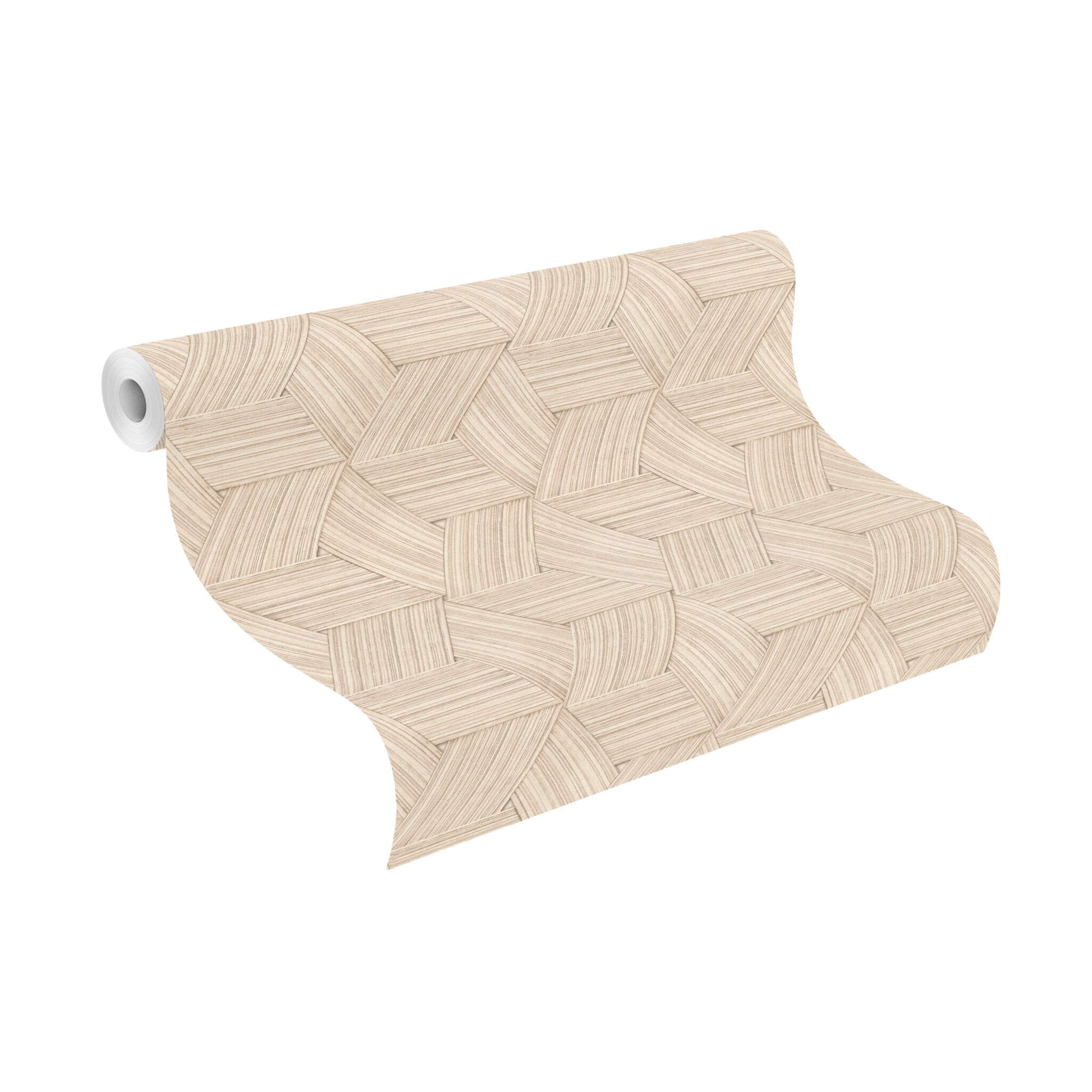 10-865523 Rolle abgerollt 1 Rollenabbildung mit Geometrische Tapete mit Holzgeflecht