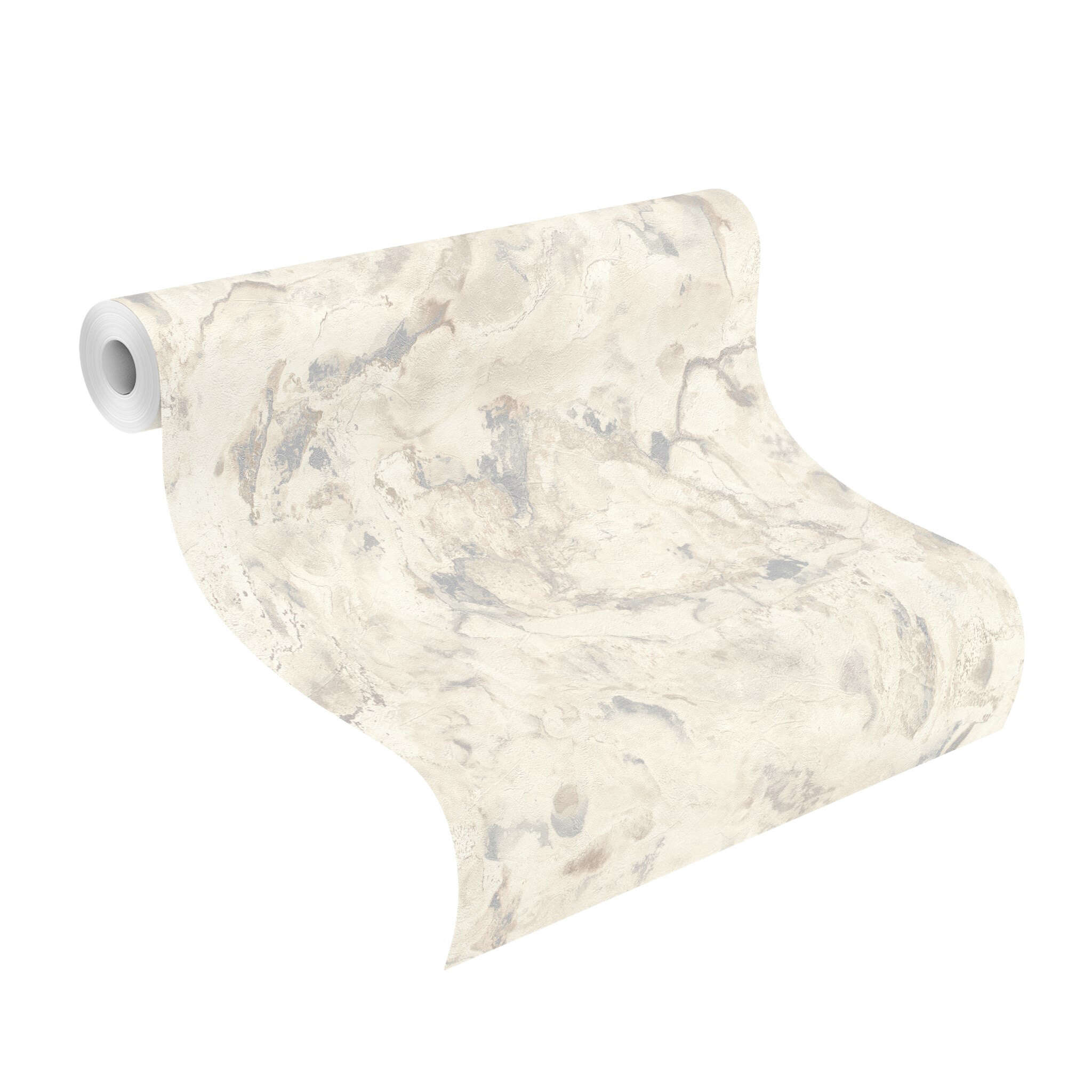 10-514636 Rolle abgerollt 1 Rollenabbildung mit Tapete mit Natursteinoptik