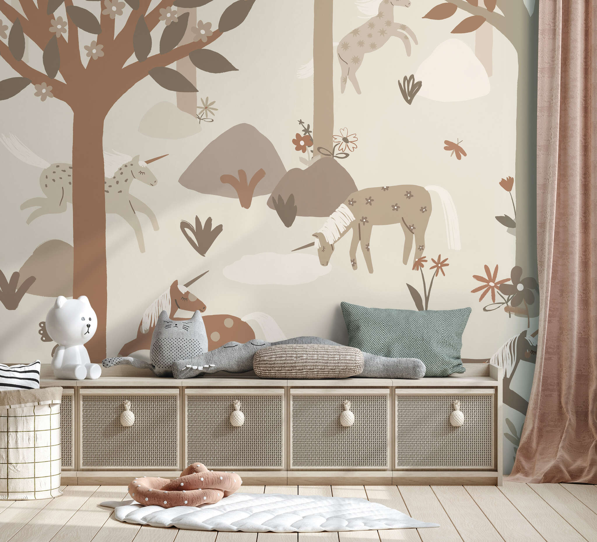 10-300065 Raumsituationen 1 Wall mural Unicorn in Beige | Roomblush - RB385