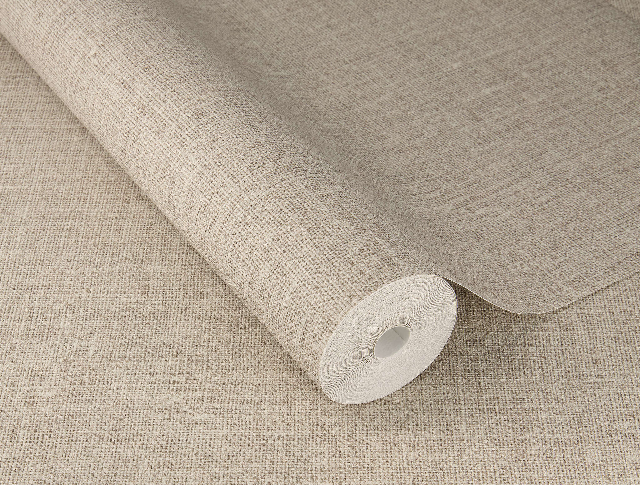 10-613872 Detailaufnahmen 1 Uni Vliestapete Leinenoptik in Braun-taupe - Atelier Tissé Linor 613872