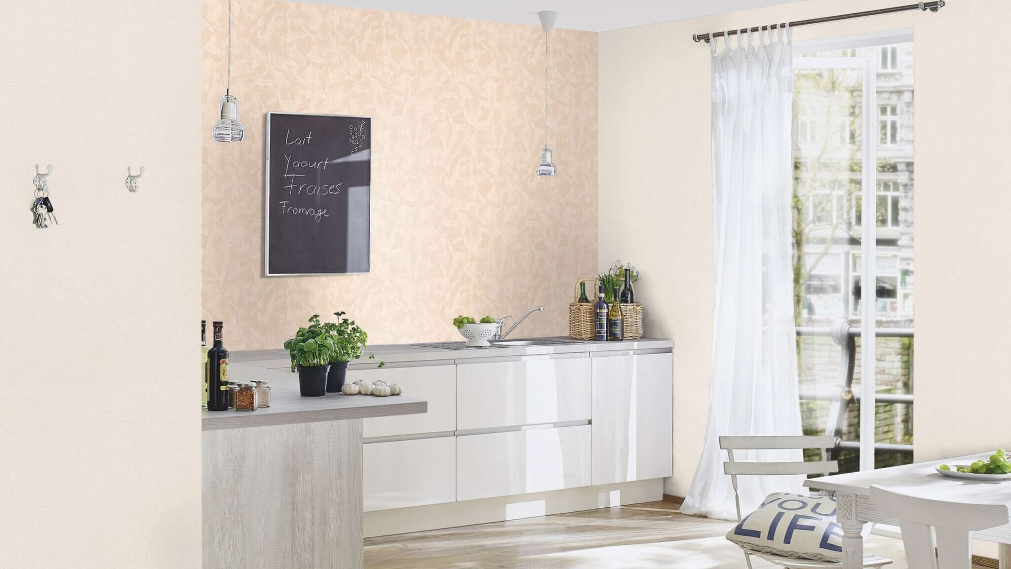 10-483512 Raumsituationen 2 Room with Wallpaper with plaster texture