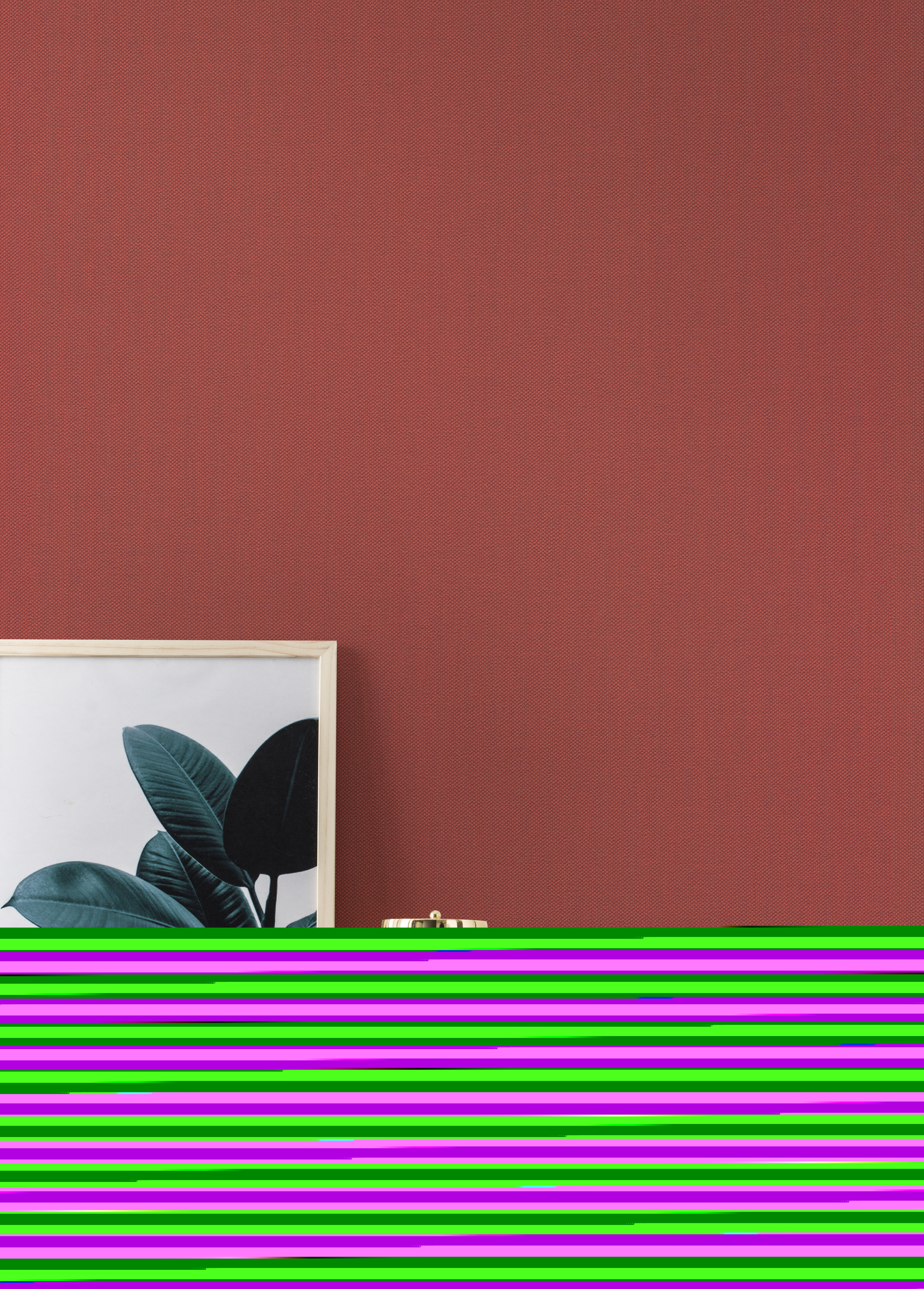 10-542455 Raumsituationen 3 Plain non-woven wallpaper with linen texture in red 542455
