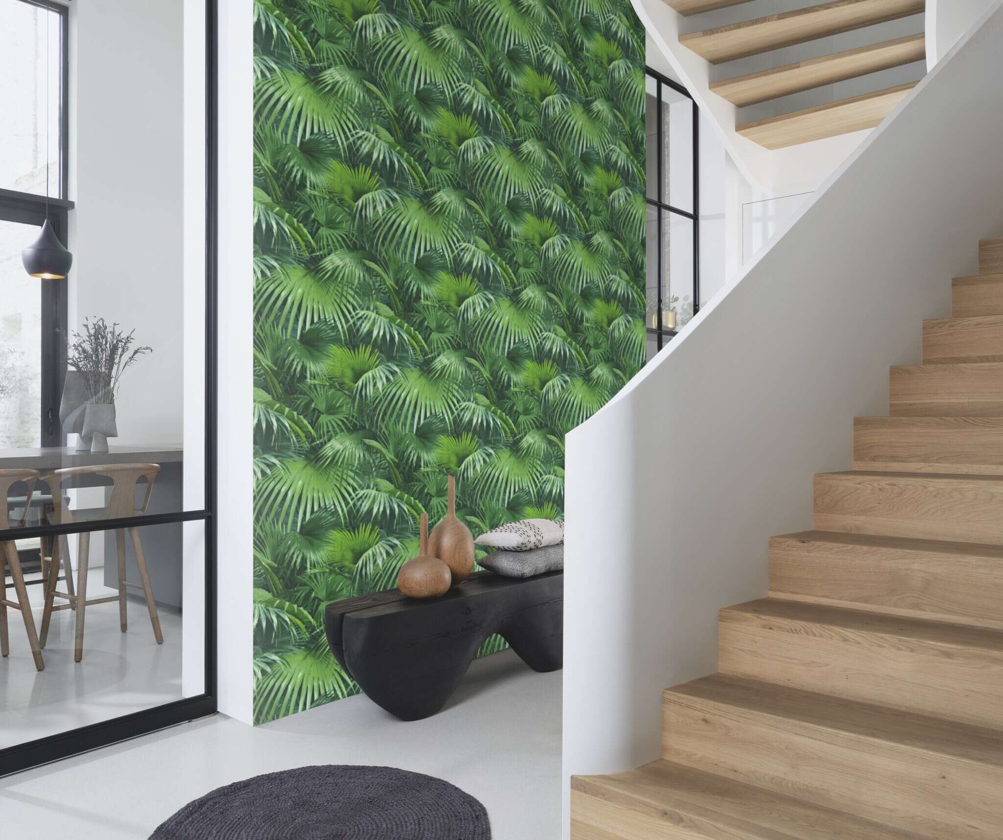 10-524901 Raumsituationen 4 Room with Palm wallpaper with a light texture