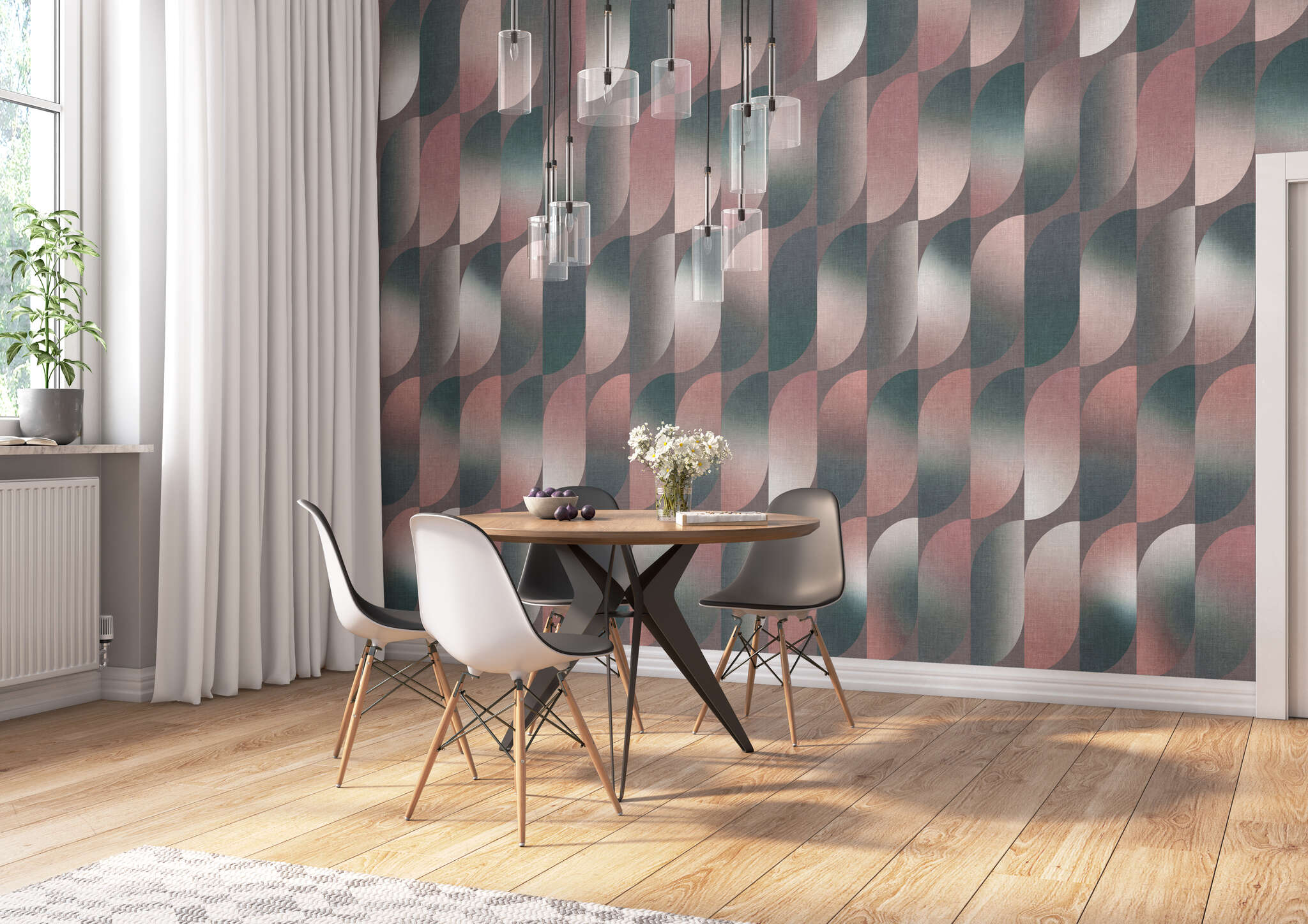 Esszimmer mit 364095 - Wandbild - Dieses grafische Muster weckt Erinnerungen an Schlaghosen magicwalls photo wallpaper 364095