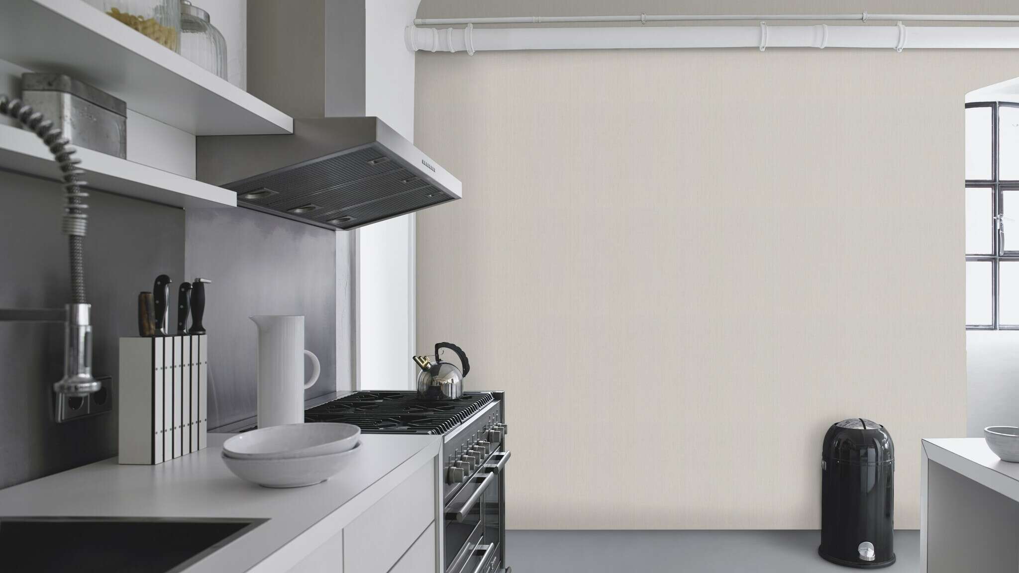 10-746051 Raumbilder 1 Room with Single-colour wallpaper with a textile texture